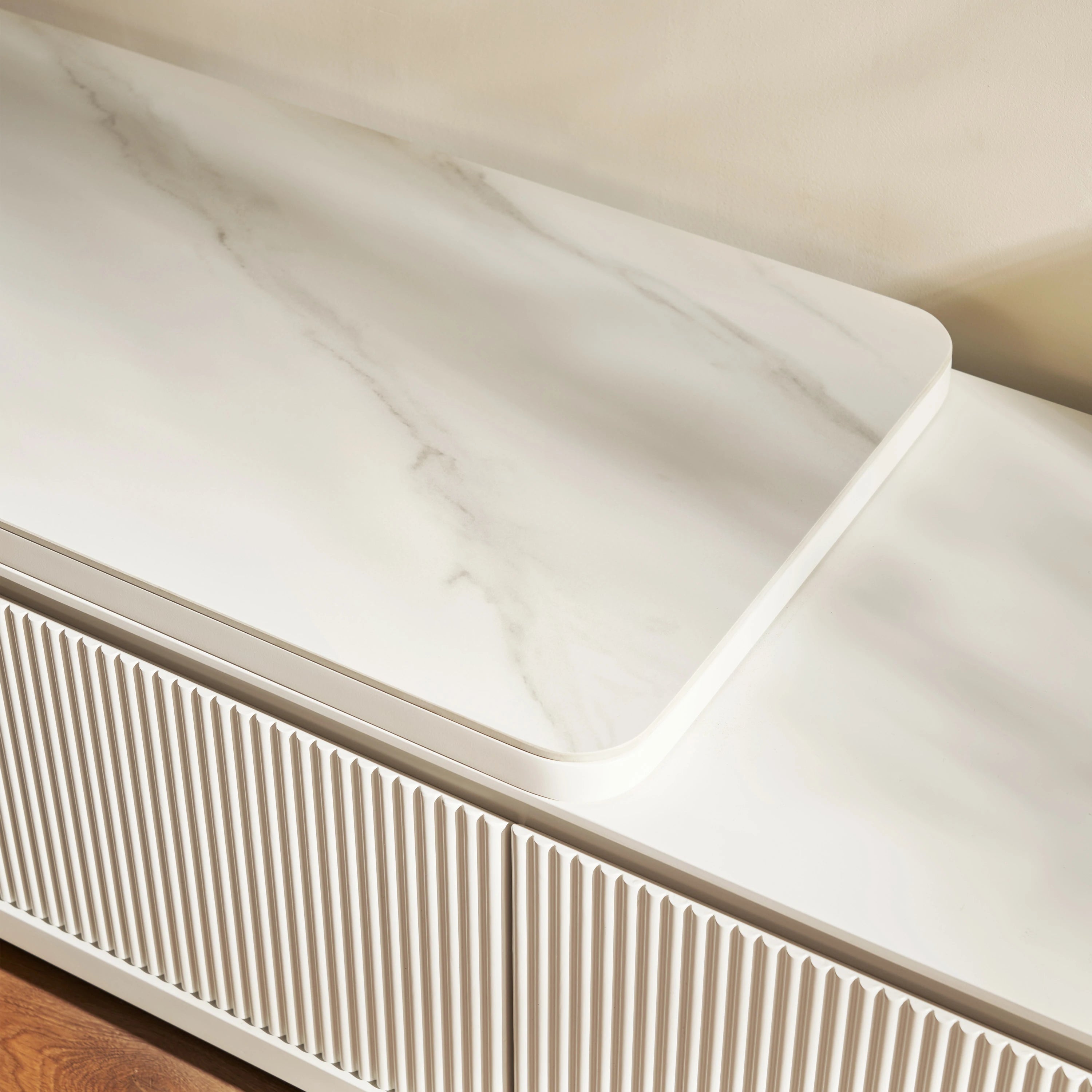 Celia Burnt Stone Media Console And Coffee Table Set