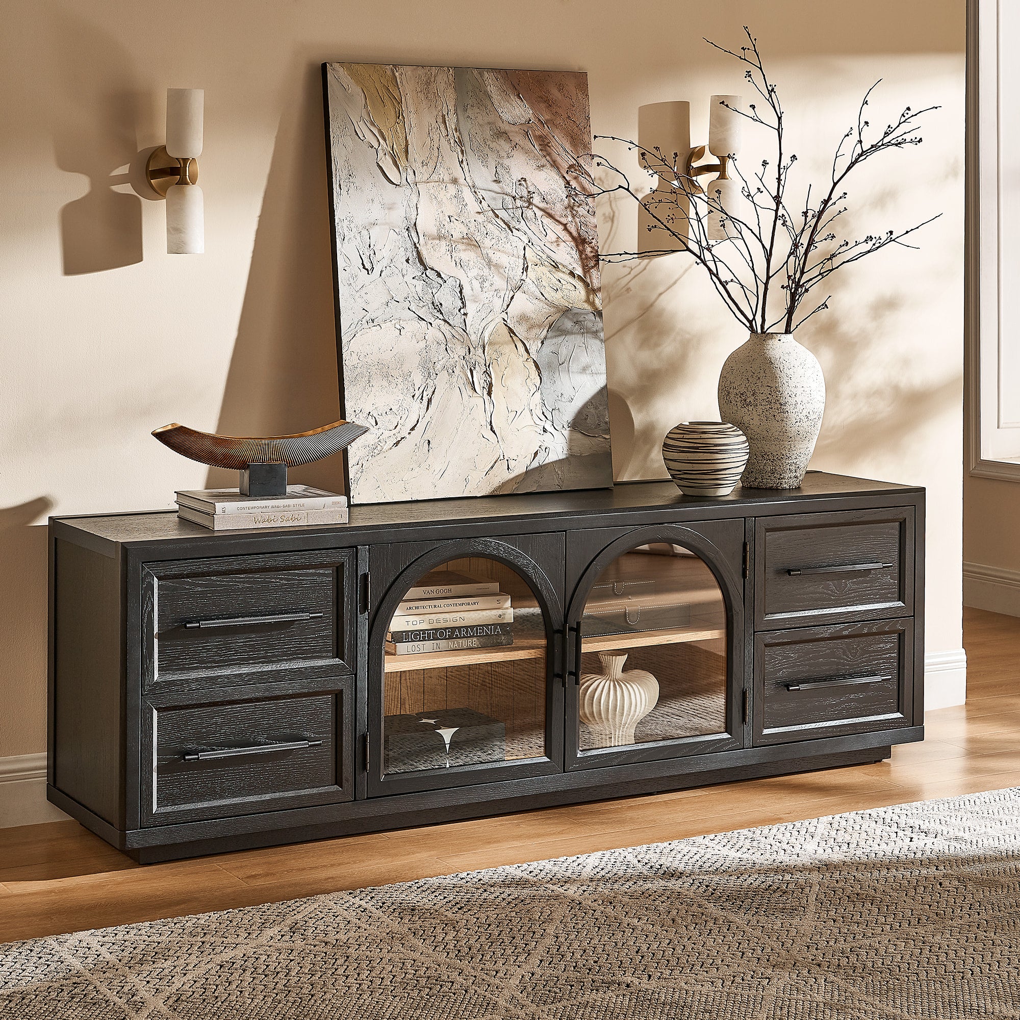 Alvar Oak Media Console 80"W