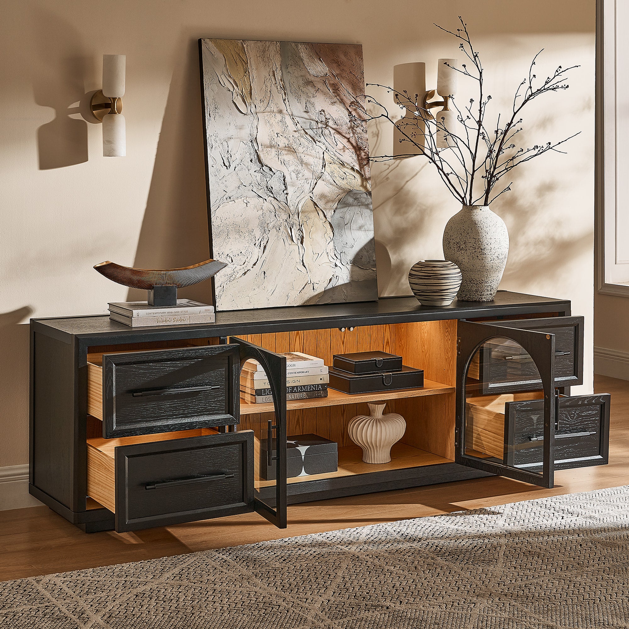 Alvar Oak Media Console 80"W