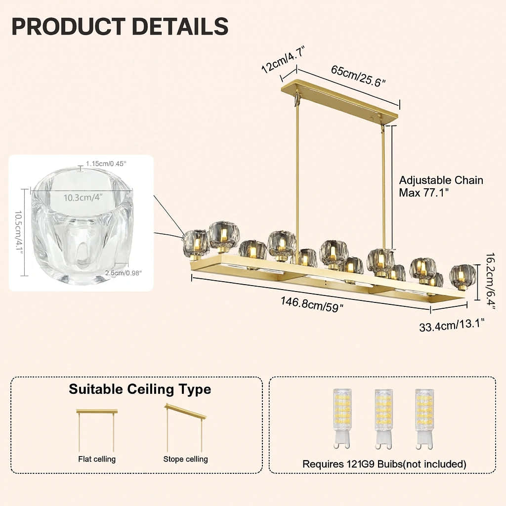 Vellum Rectangular Chandelier 59"W