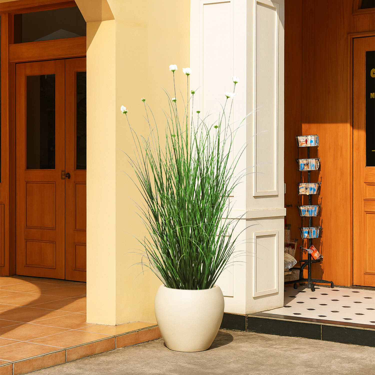 Artificial 15-Head Cosmos with Curved Onion Grass Bonsai 67"H