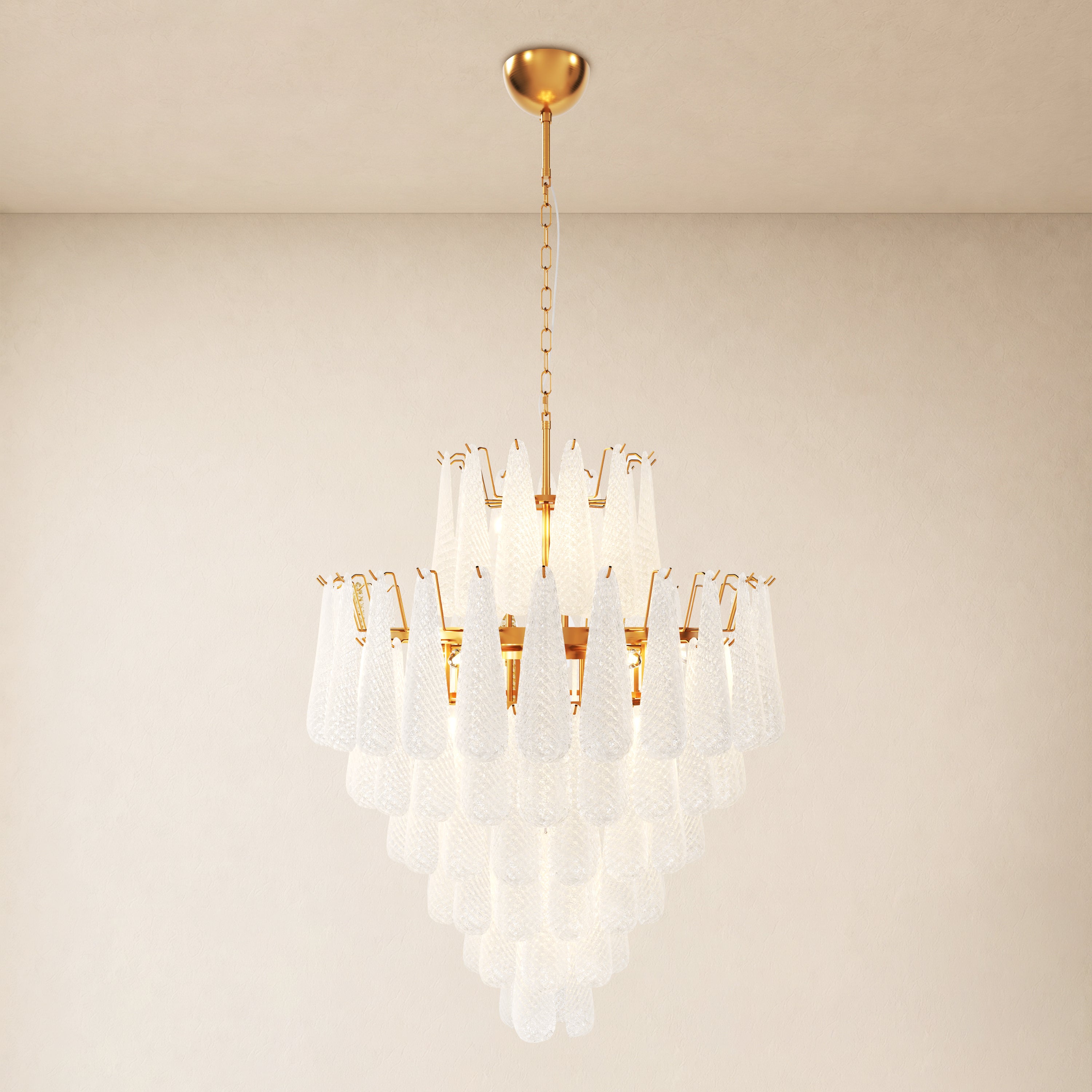 Veloria Murano Glass Leaf Tiered Chandelier 32"D