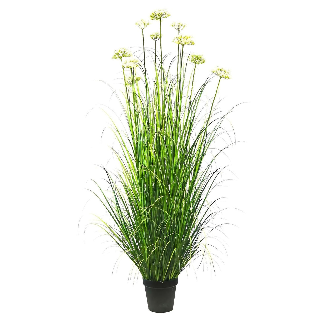 Artificial 10-Head Lace Flower with Curved Onion Grass Bonsai 75"H