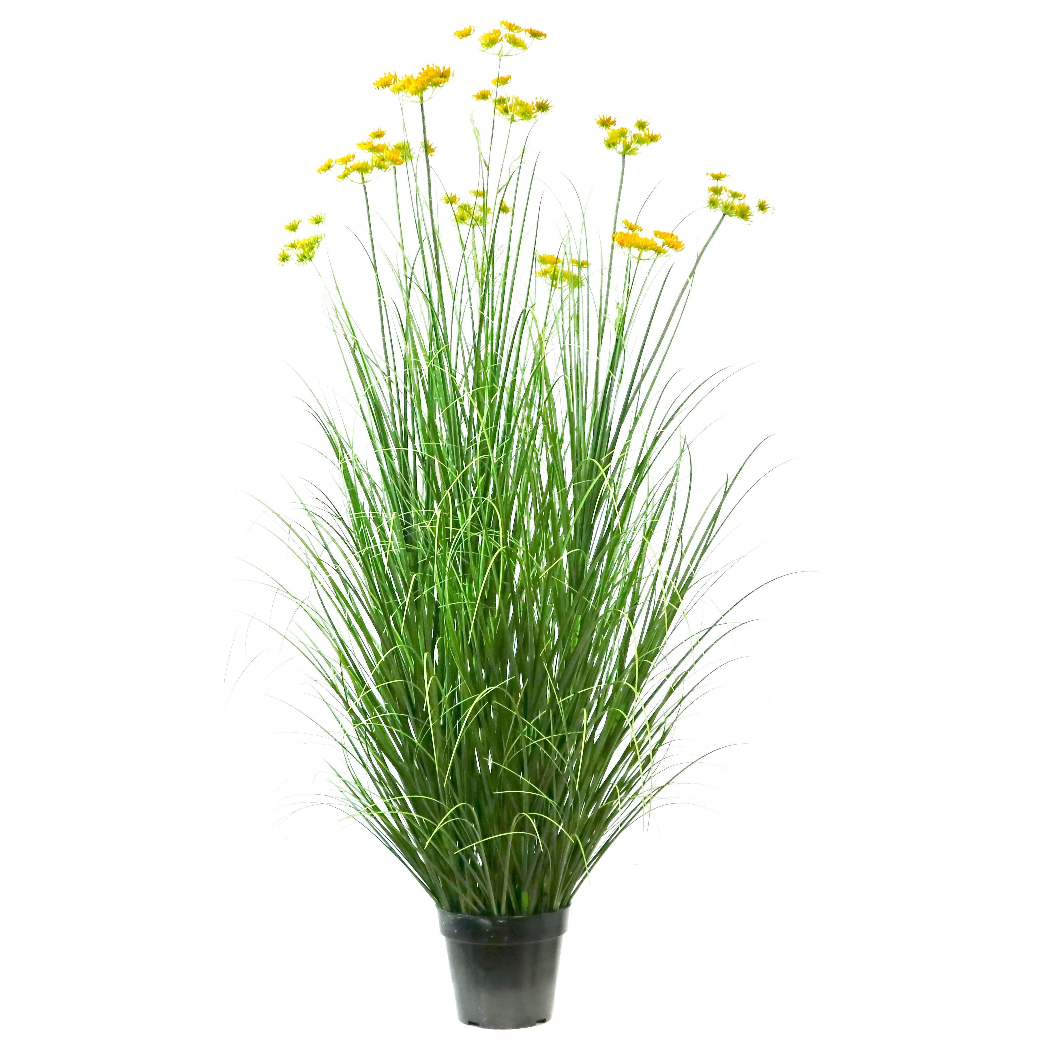 Artificial 11-Head Carrot Flower with Curved Onion Grass Bonsai 7"H
