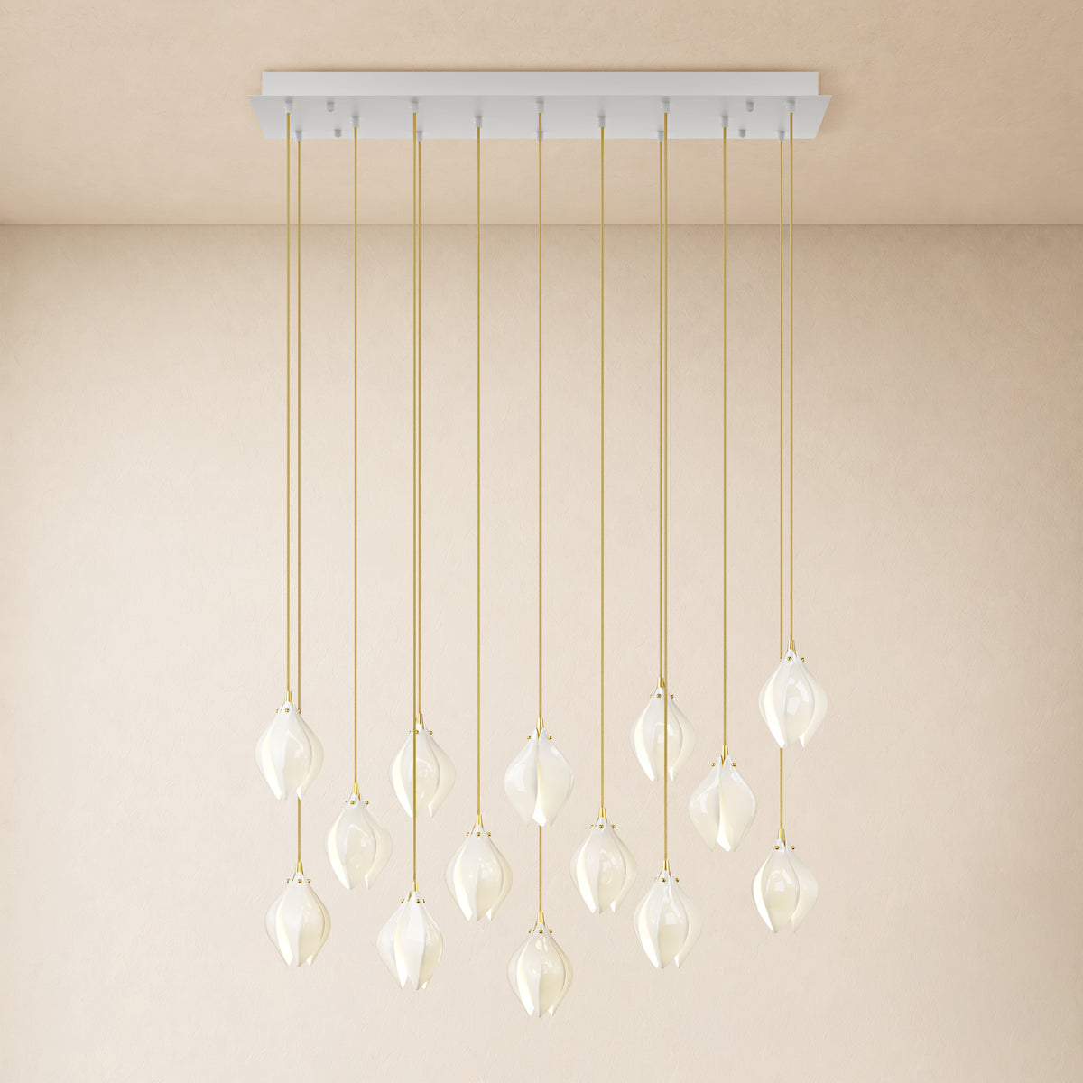 Veylune Ceramic Flower Cluster Rectangular Chandelier 19.7"-60"W