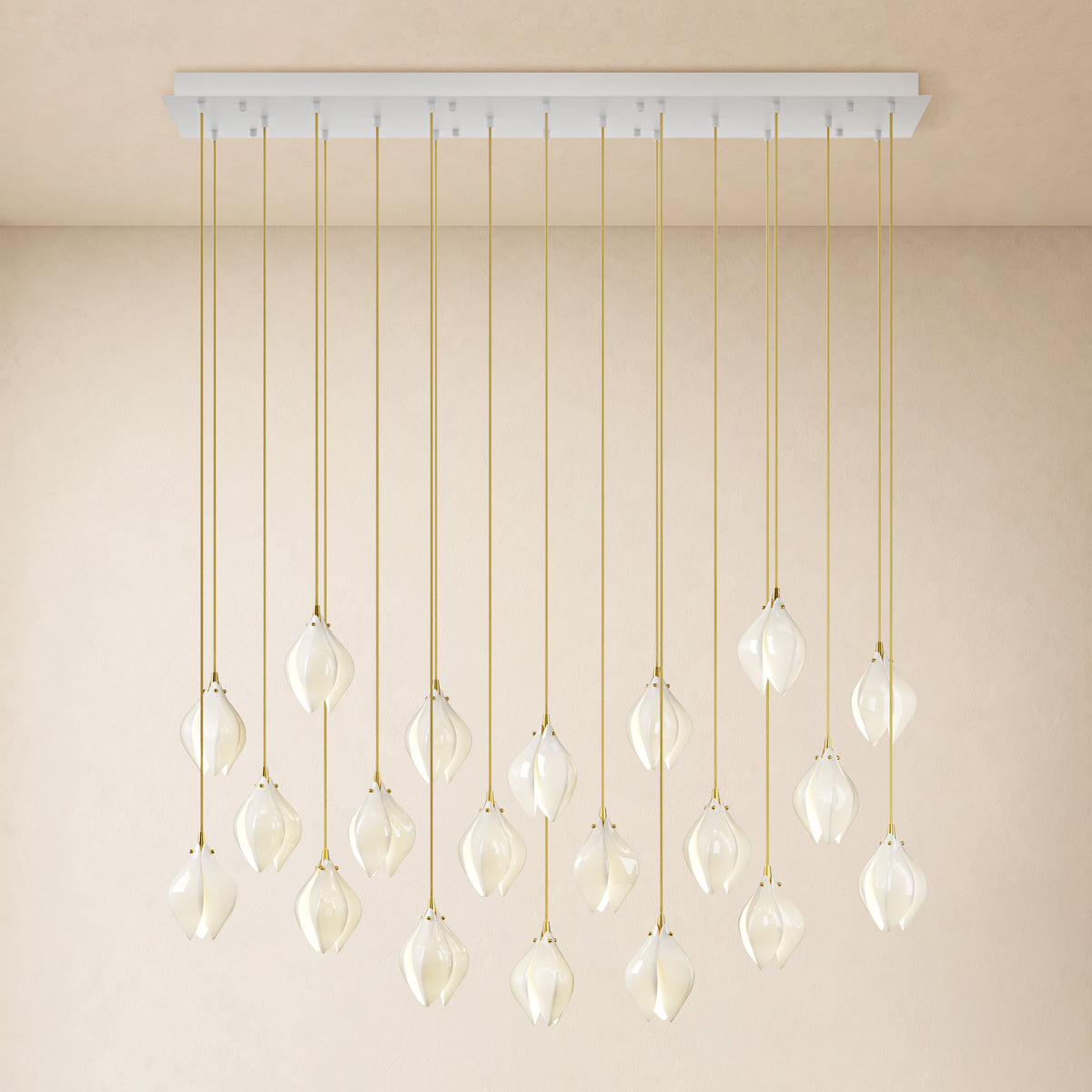 Veylune Ceramic Flower Cluster Rectangular Chandelier 19.7"-60"W