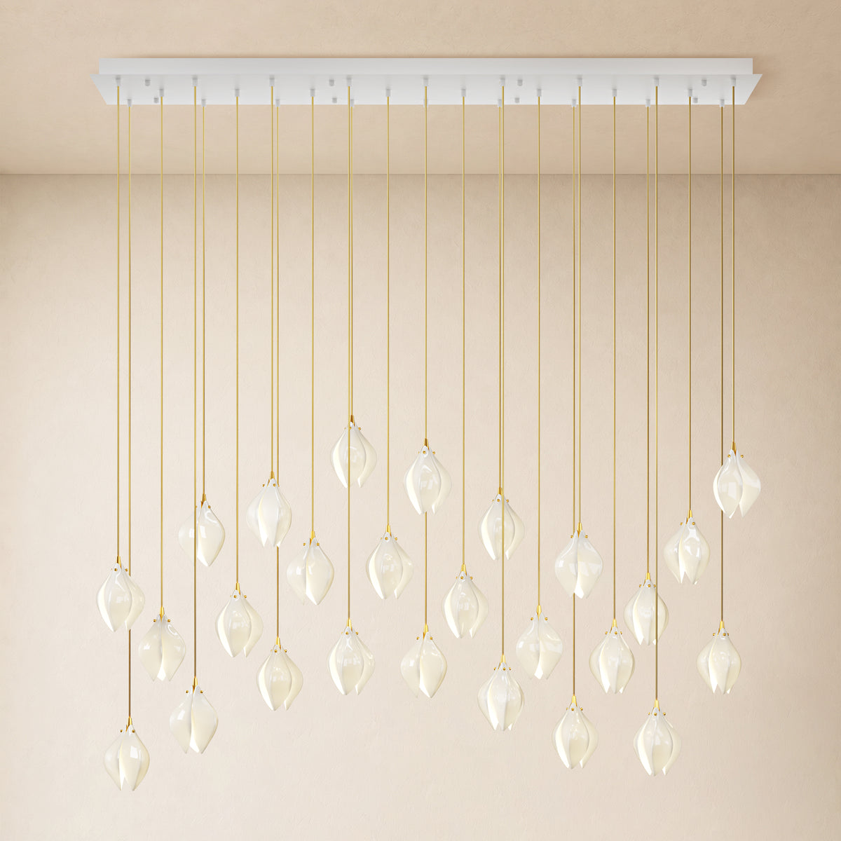 Veylune Ceramic Flower Cluster Rectangular Chandelier 19.7"-60"W