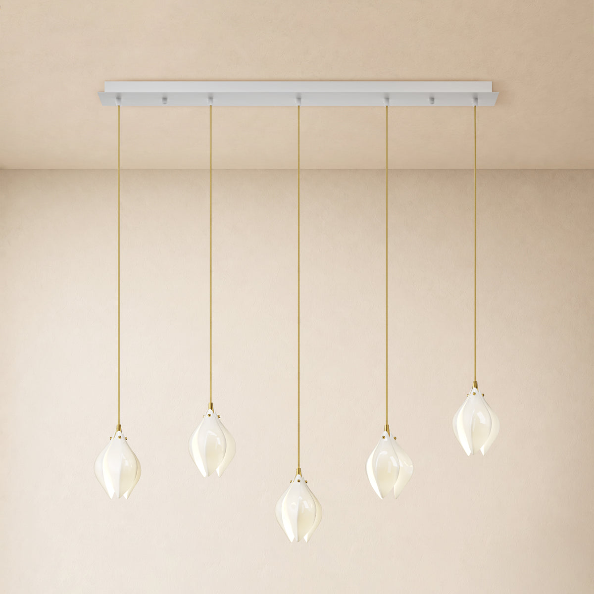 Veylune Ceramic Flower Cluster Rectangular Chandelier 19.7"-60"W
