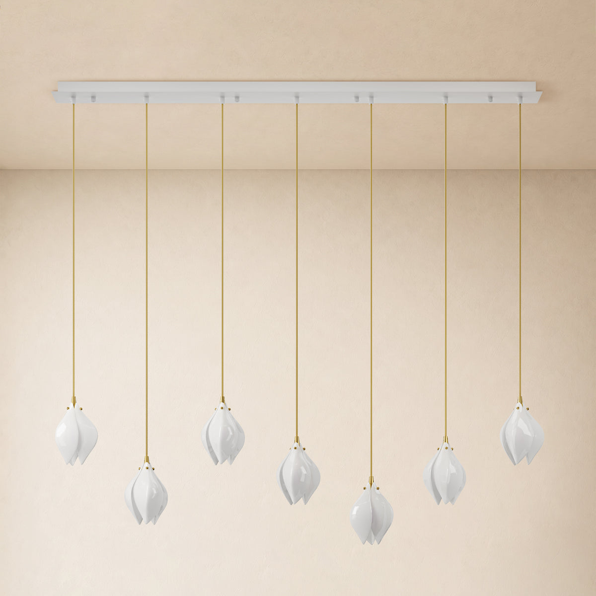 Veylune Ceramic Flower Cluster Rectangular Chandelier 19.7"-60"W