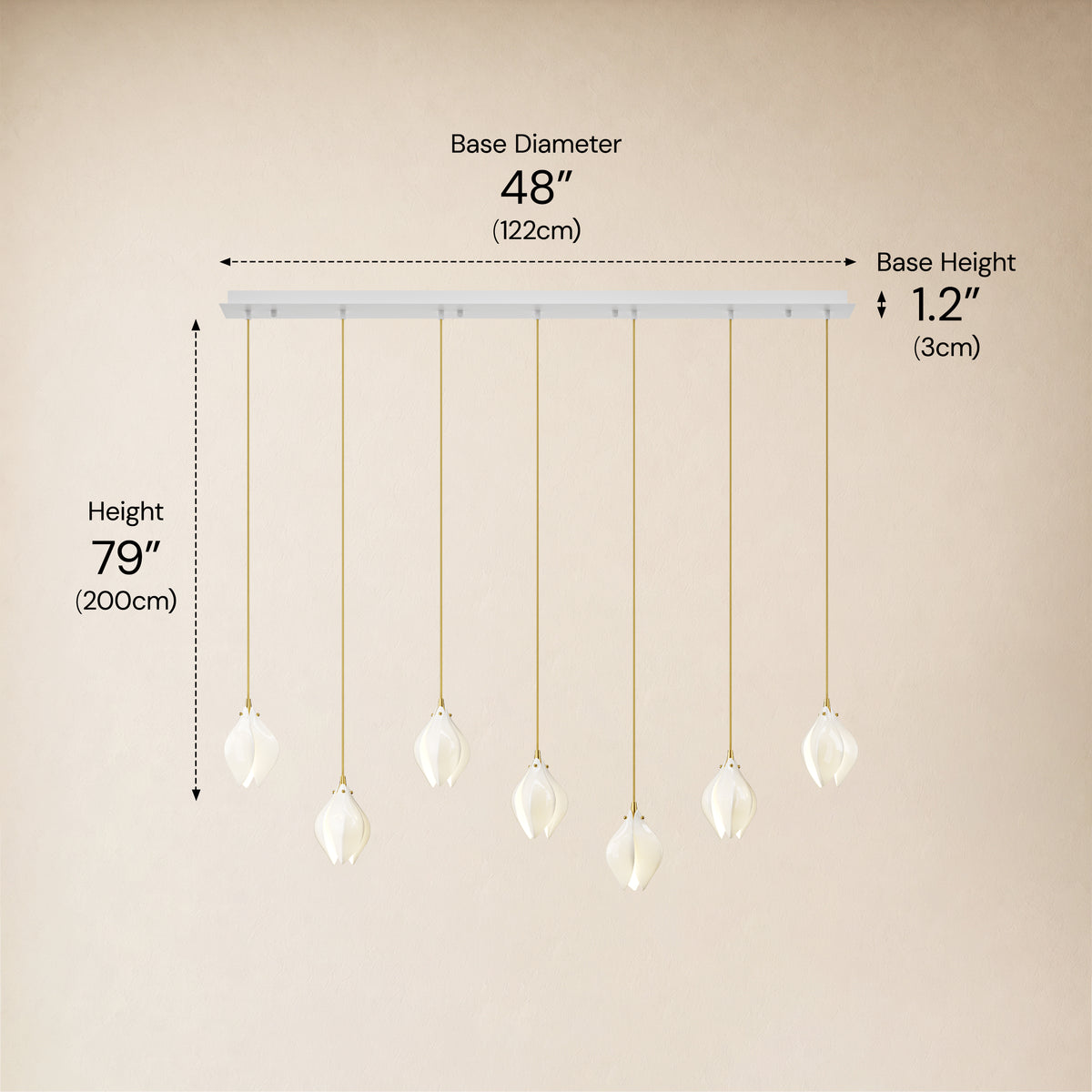 Veylune Ceramic Flower Cluster Rectangular Chandelier 19.7"-60"W