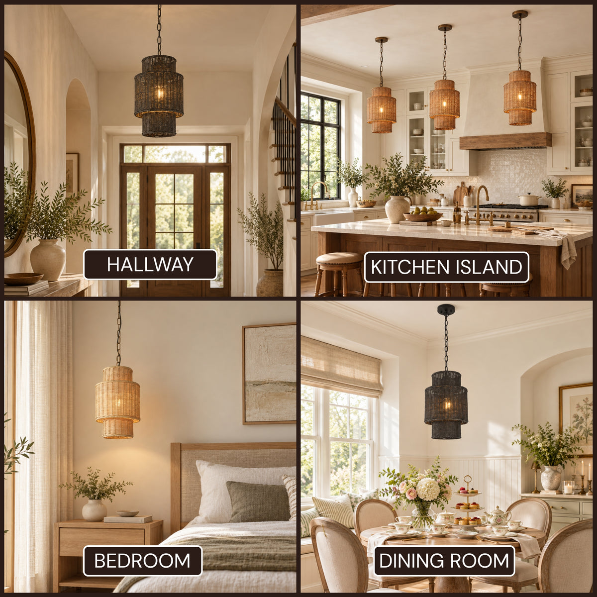 Cavana Rattan Tiered Pendant 10"D