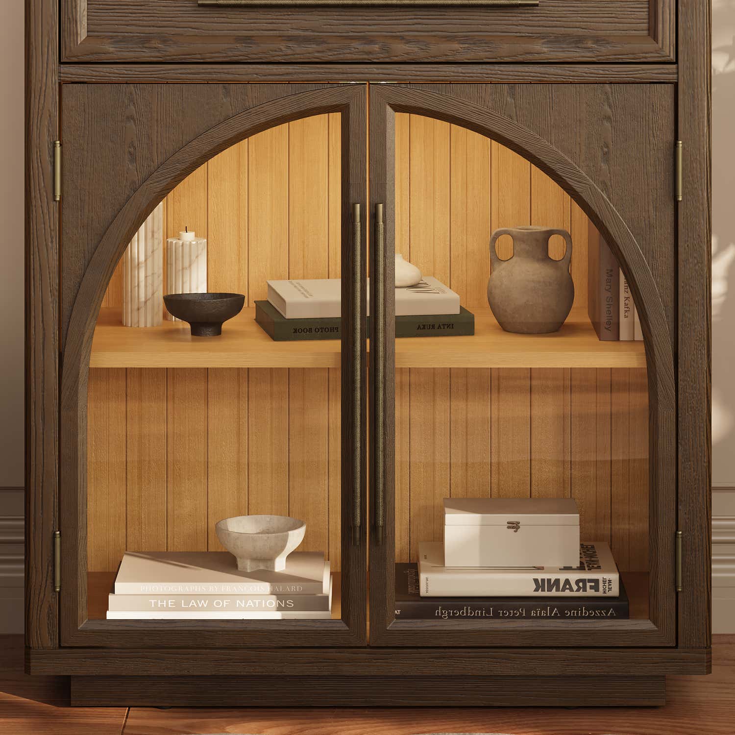 Alvar Arched 32" Oak Storage Cabinet with Drawers