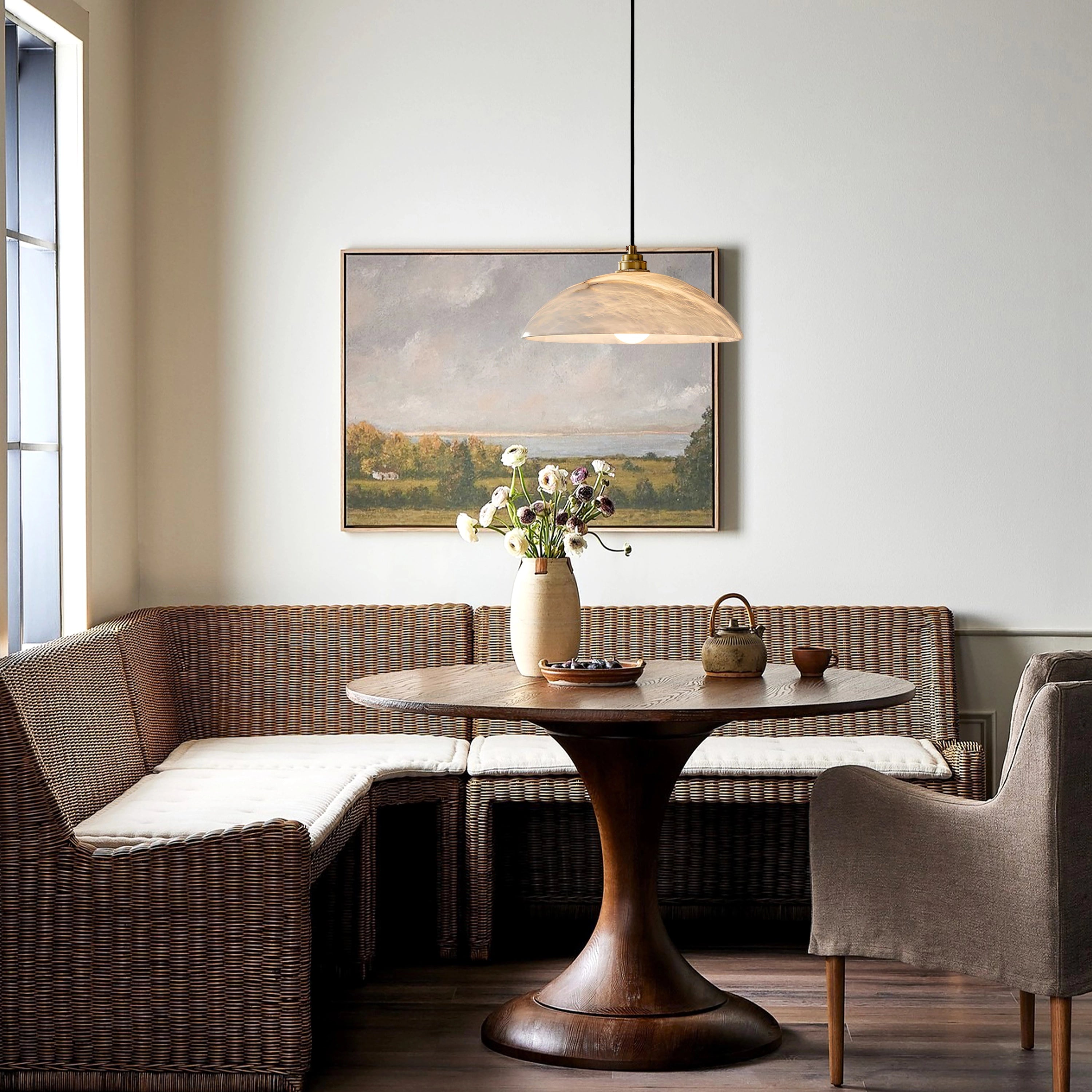 Dadaly Alabaster Modern Small Art Pendant 16"D