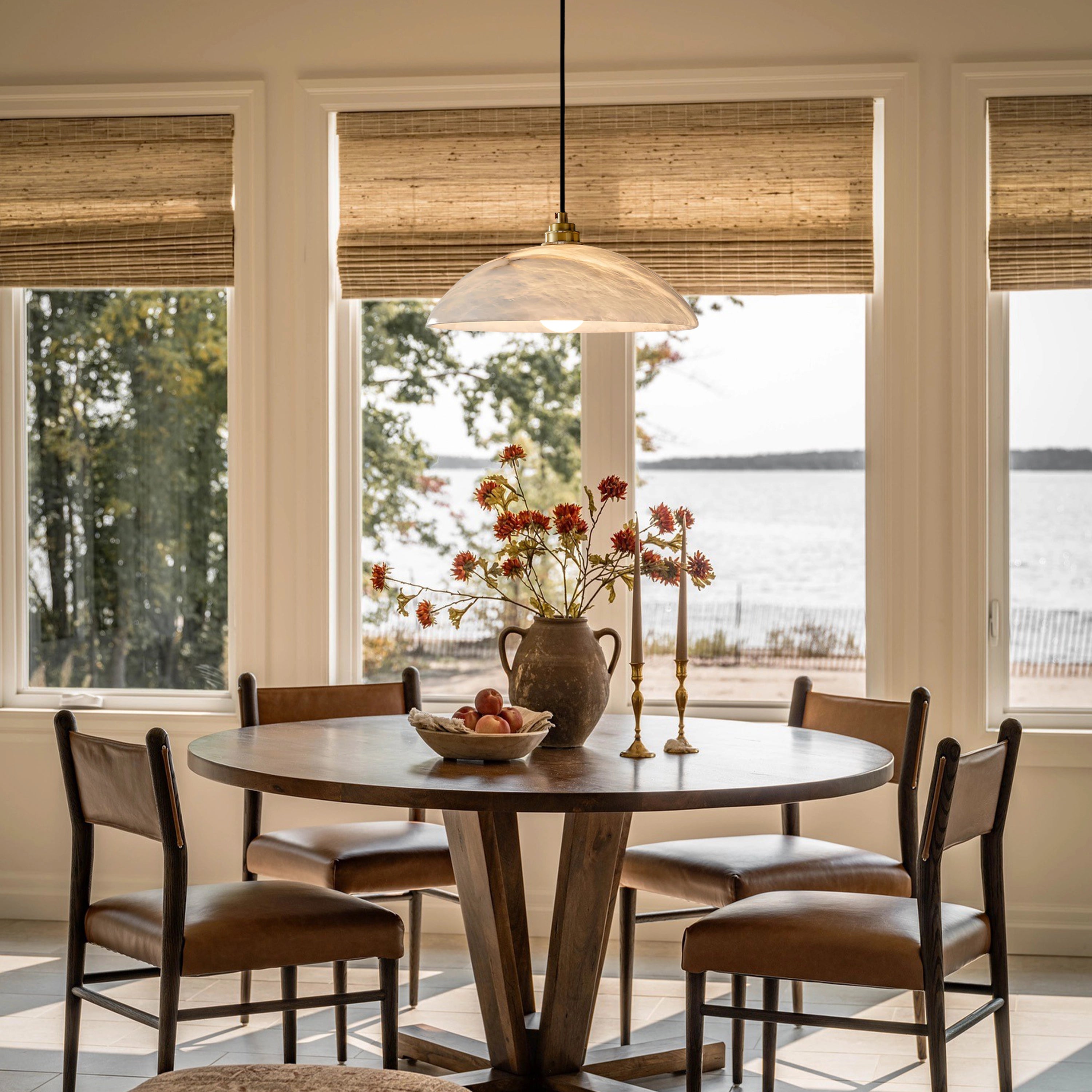 Dadaly Alabaster Modern Small Art Pendant 16"D