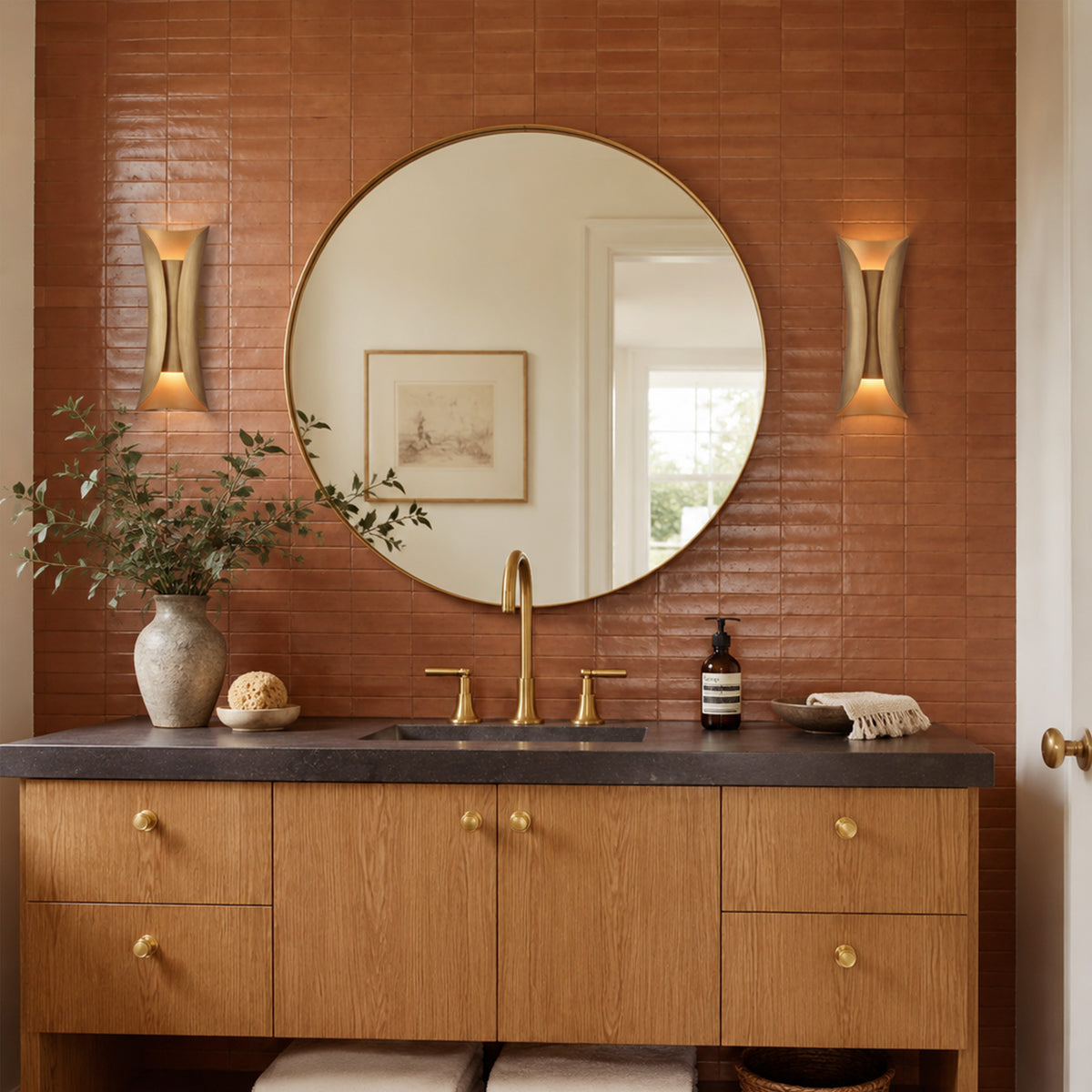 Zephyra Brass Hourglass Wall Sconce