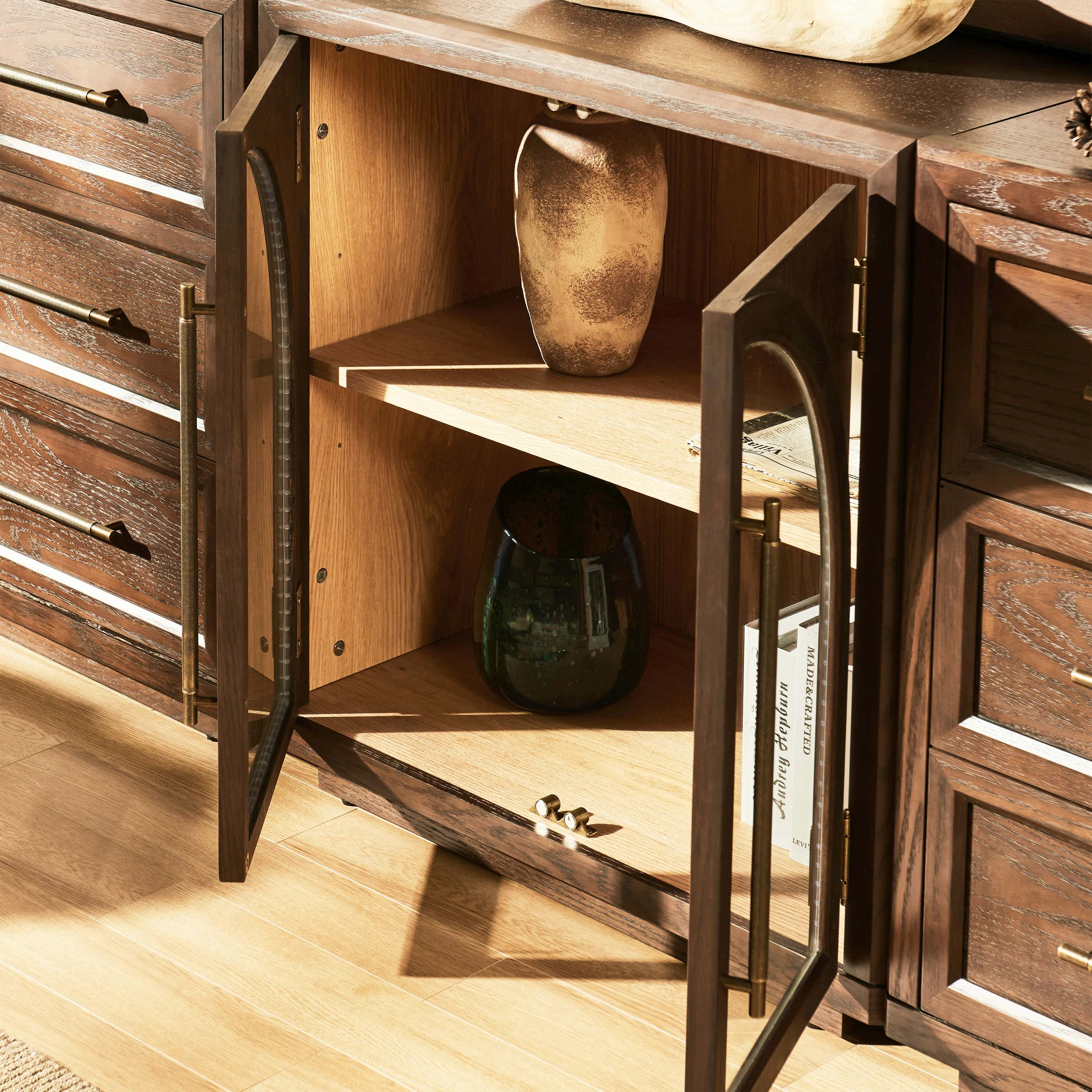 Alvar Arched 126″ Oak Modular Media Console(Set of 4)