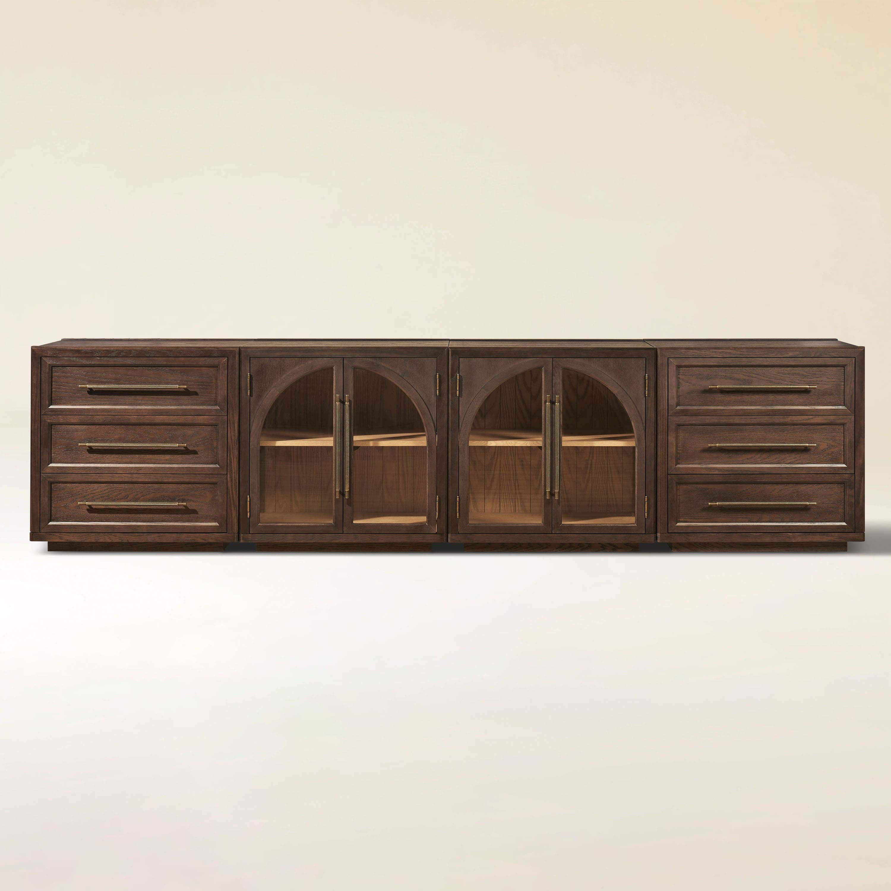 Alvar Arched 126″ Oak Modular Media Console(Set of 4)