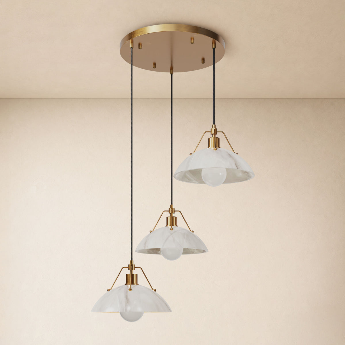 Aurevyn Resin 3-Light Round Pendant 15.7"D