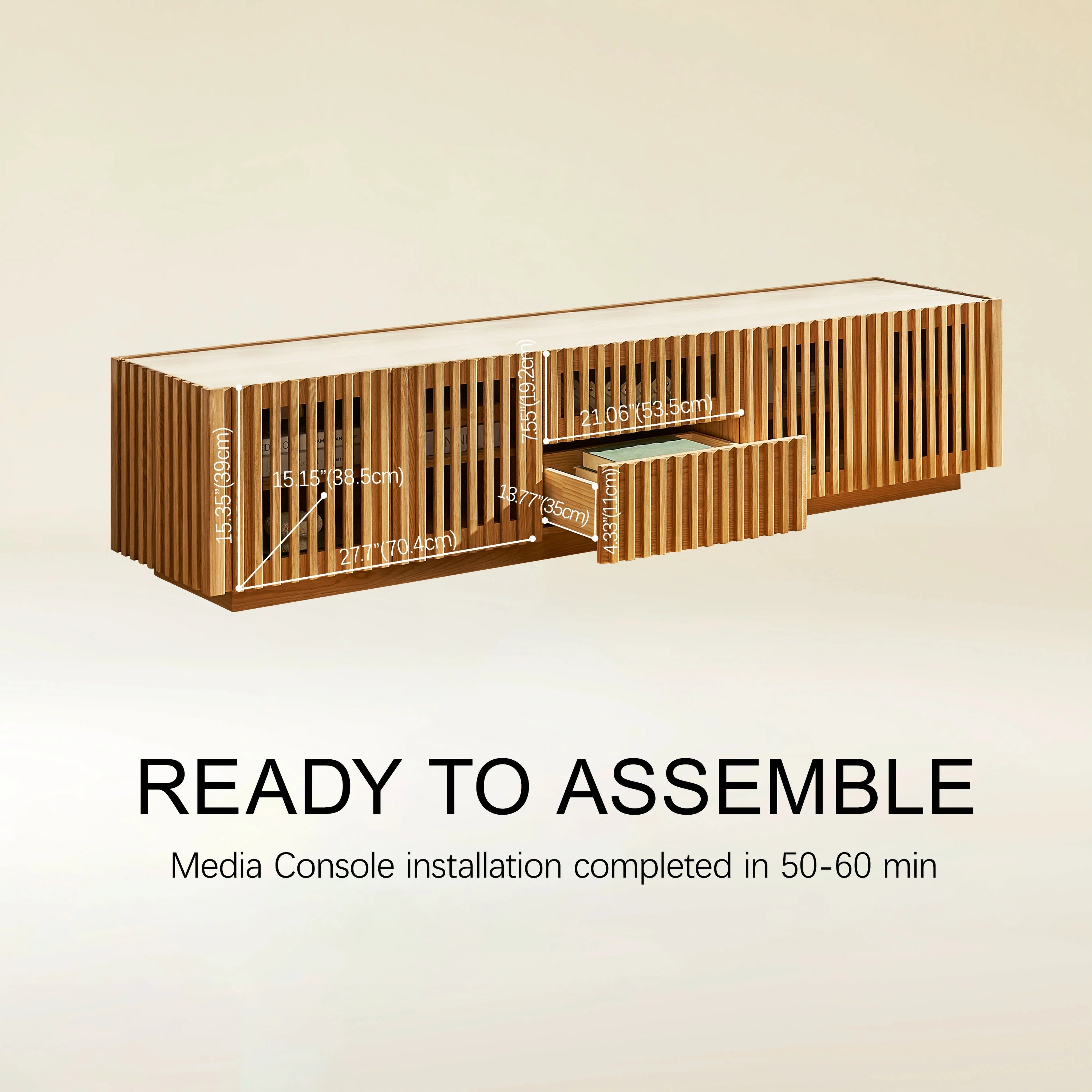 Isla Oak Sintered Stone Media Console 80"