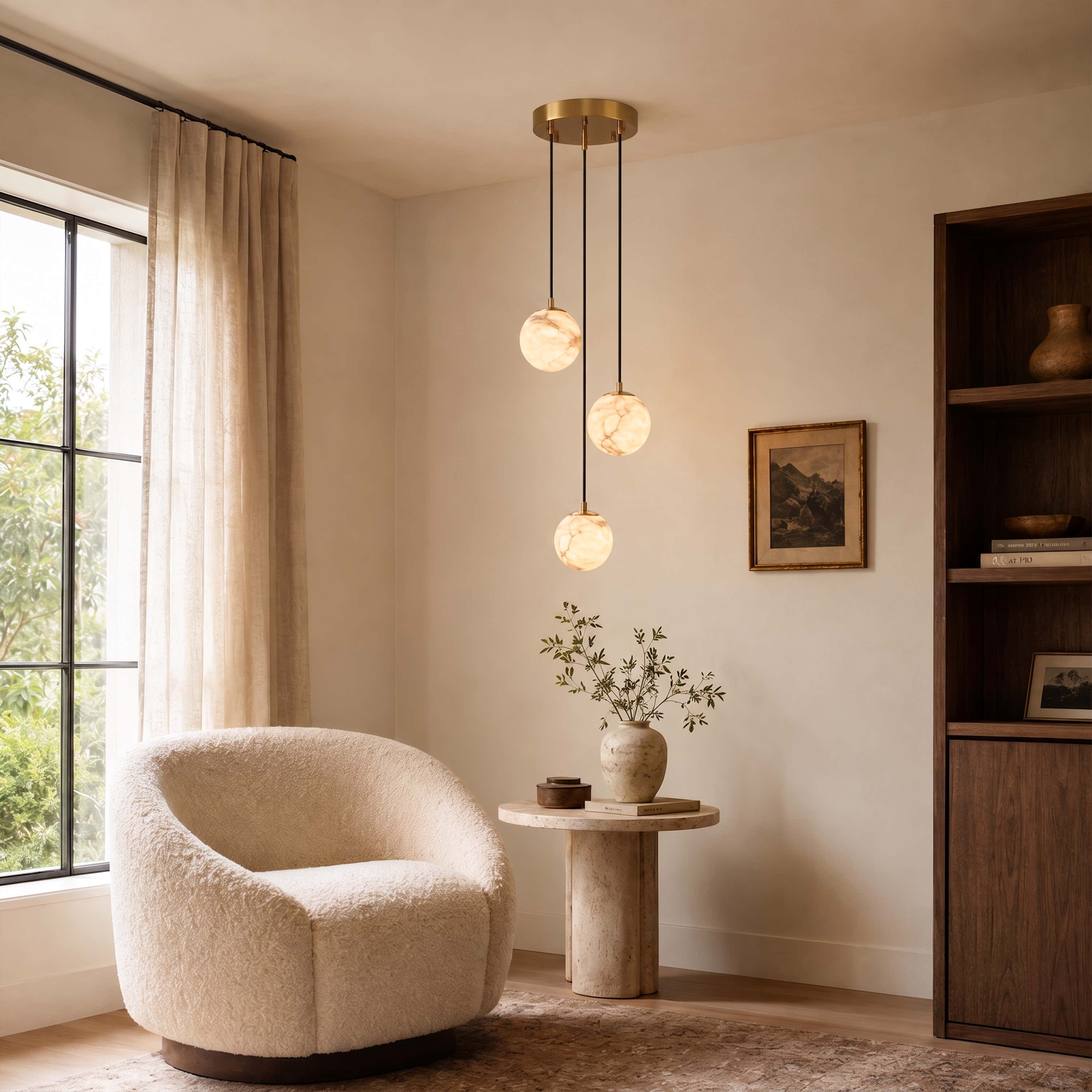 Solindra Resin Alabaster Texture Globe Cascade Chandelier