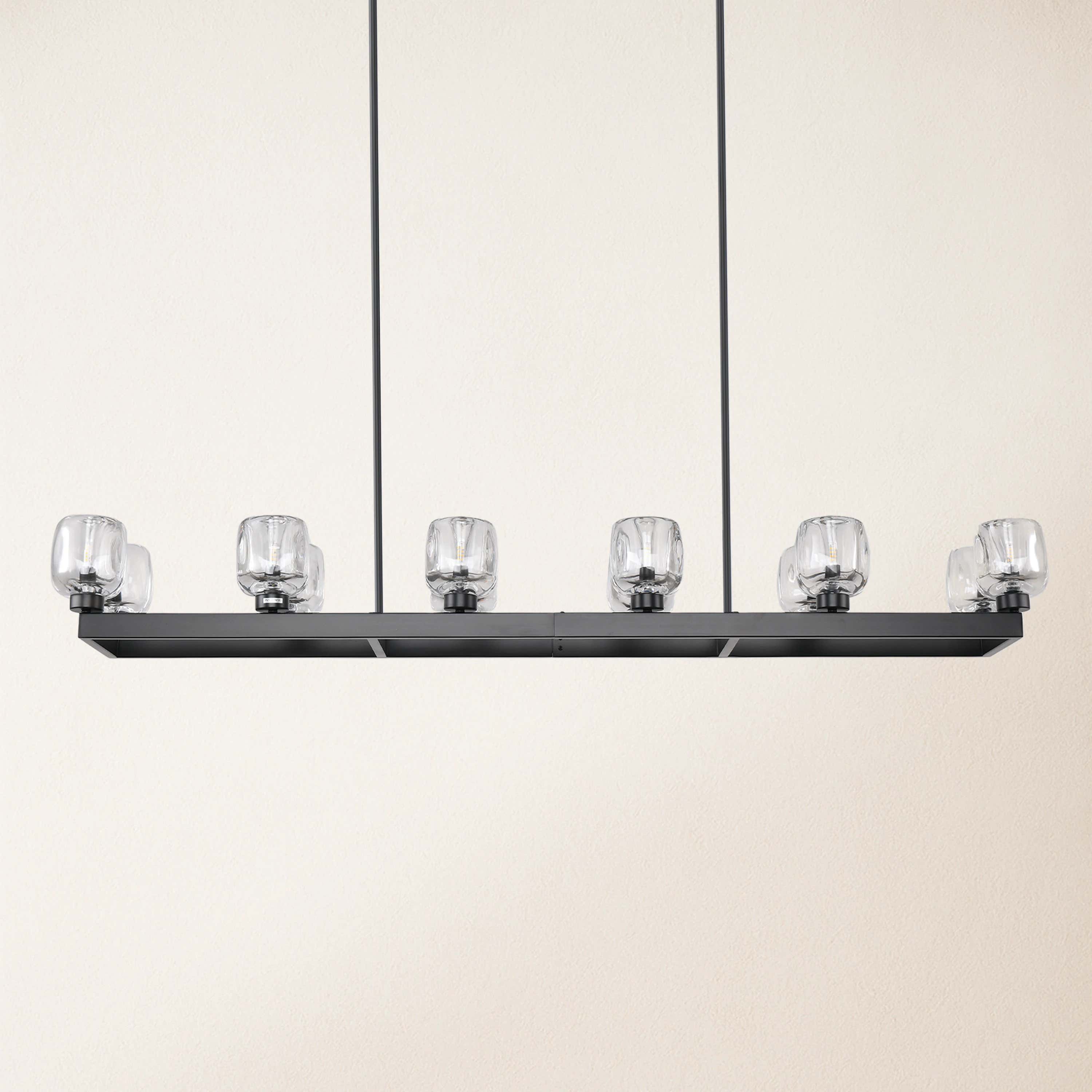 Vellum Rectangular Chandelier 59"W#Finish_Black