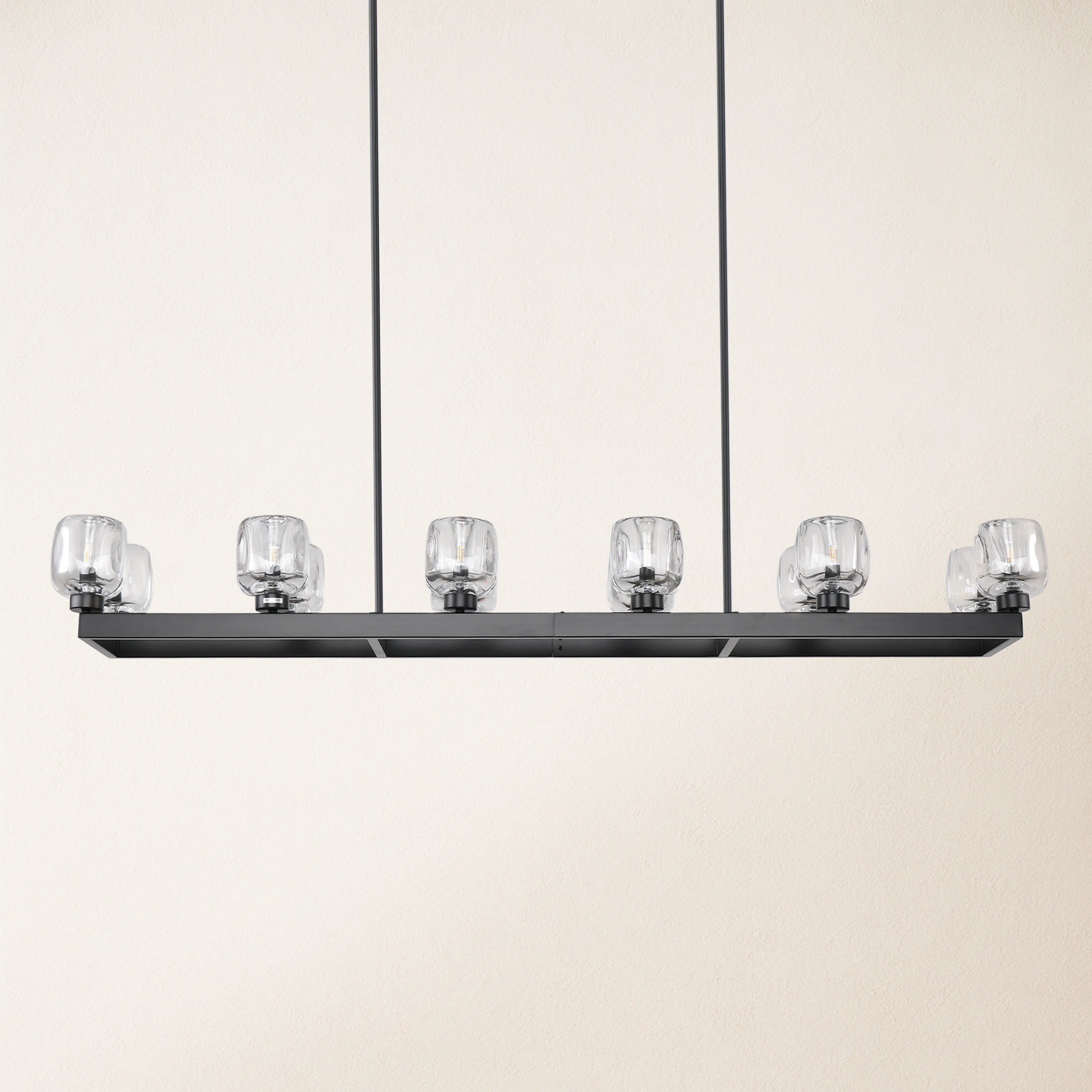 Vellum Rectangular Chandelier 59"W#Finish_Black