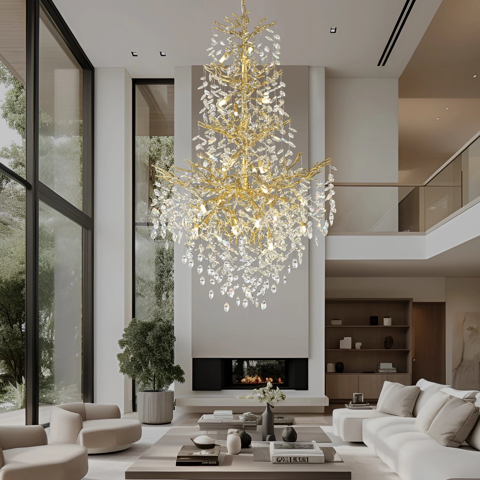 Frostleaf Crystal Cascade Grand Staircase Chandelier 65"H
