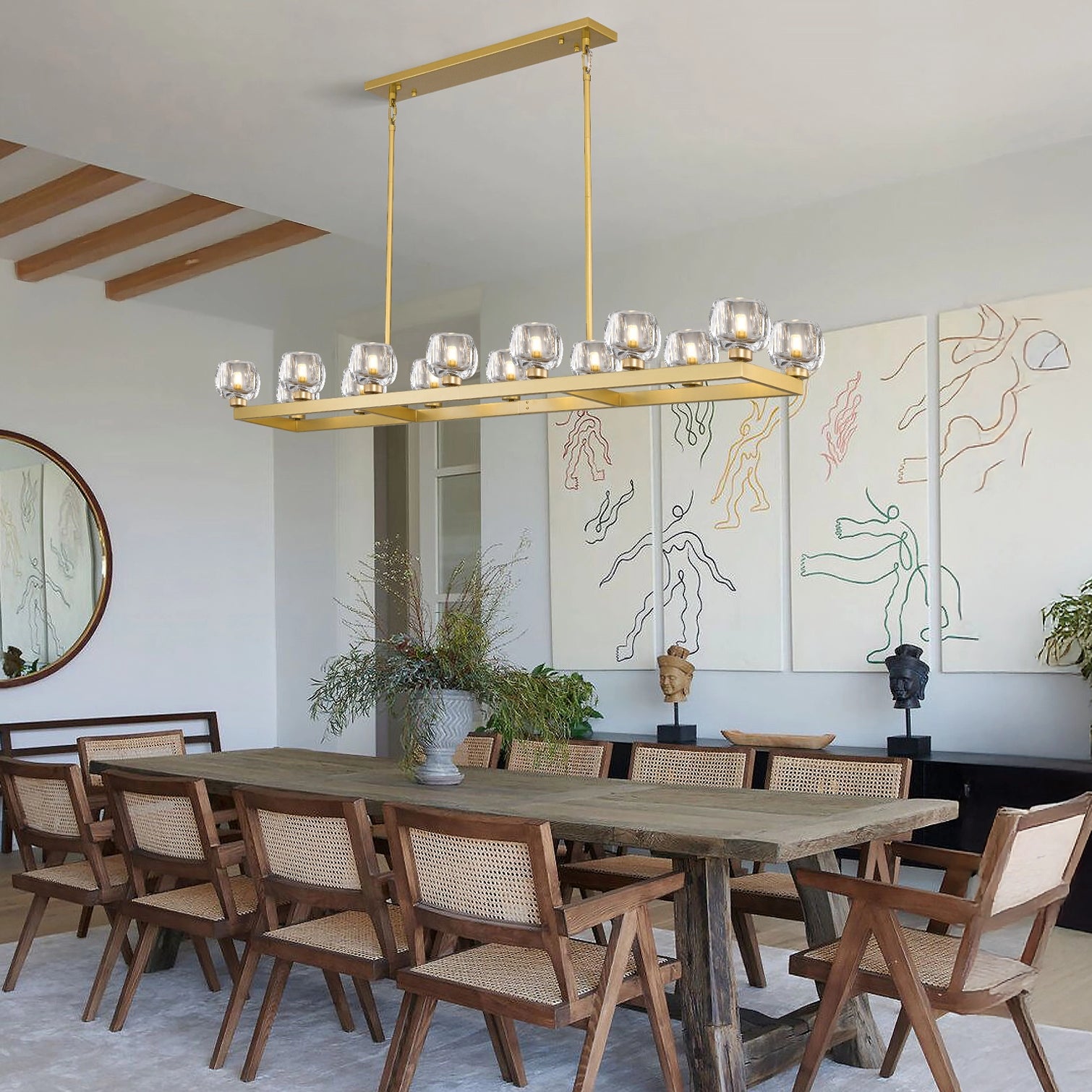 Vellum Rectangular Chandelier 59"W