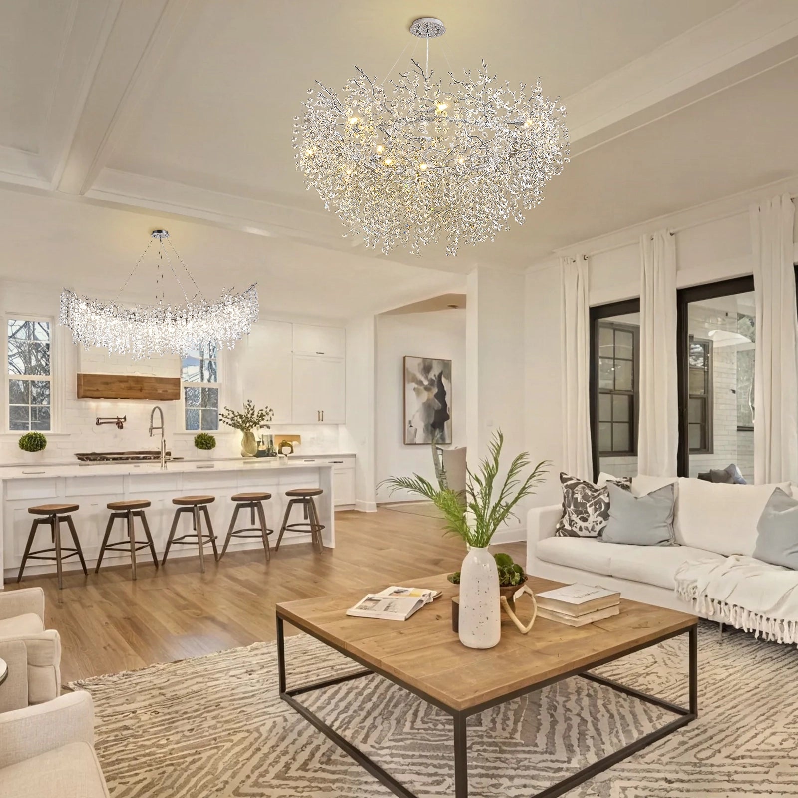 Lustre Branches Round Chandelier 48"D