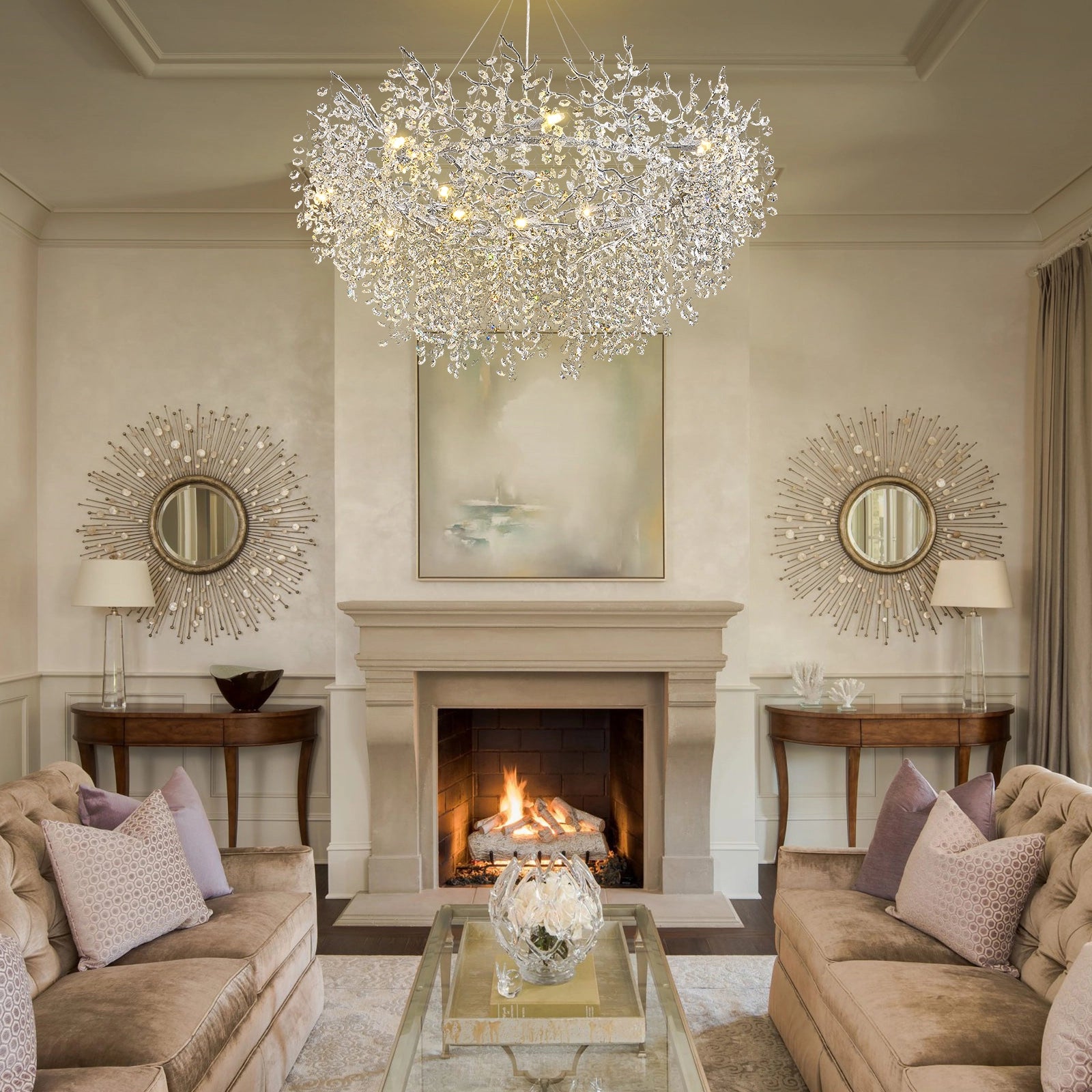 Lustre Branches Round Chandelier 48"D