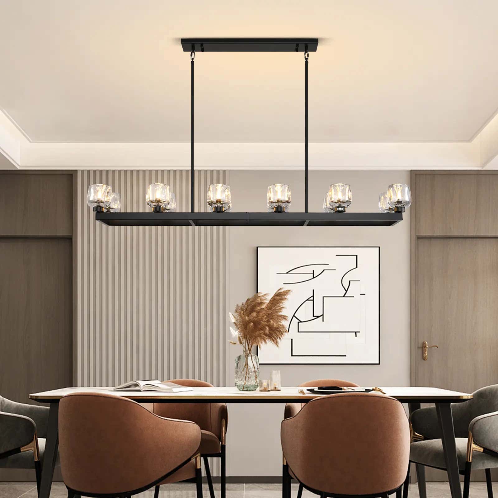 Vellum Rectangular Chandelier 68"W