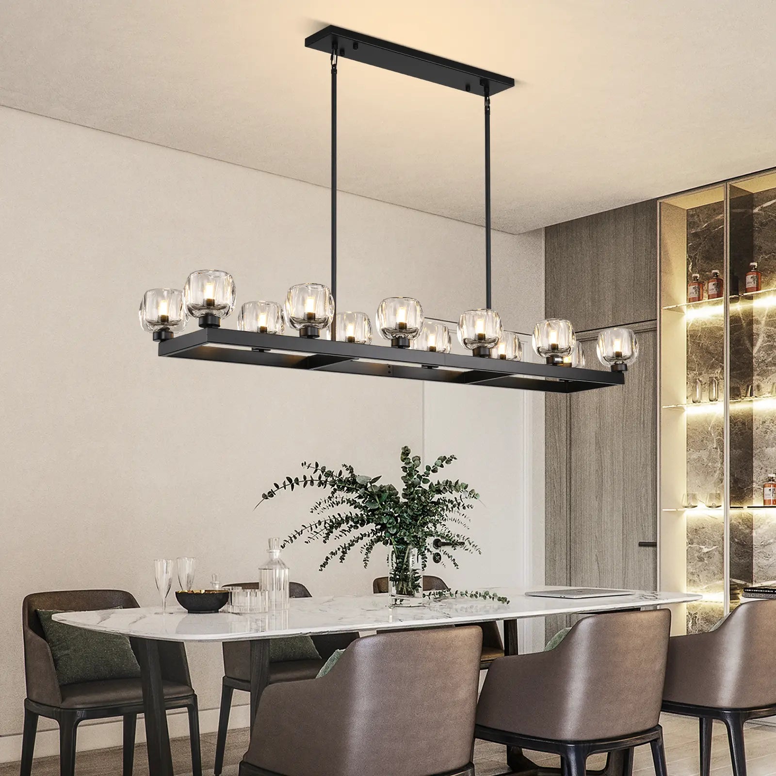 Vellum Rectangular Chandelier 68"