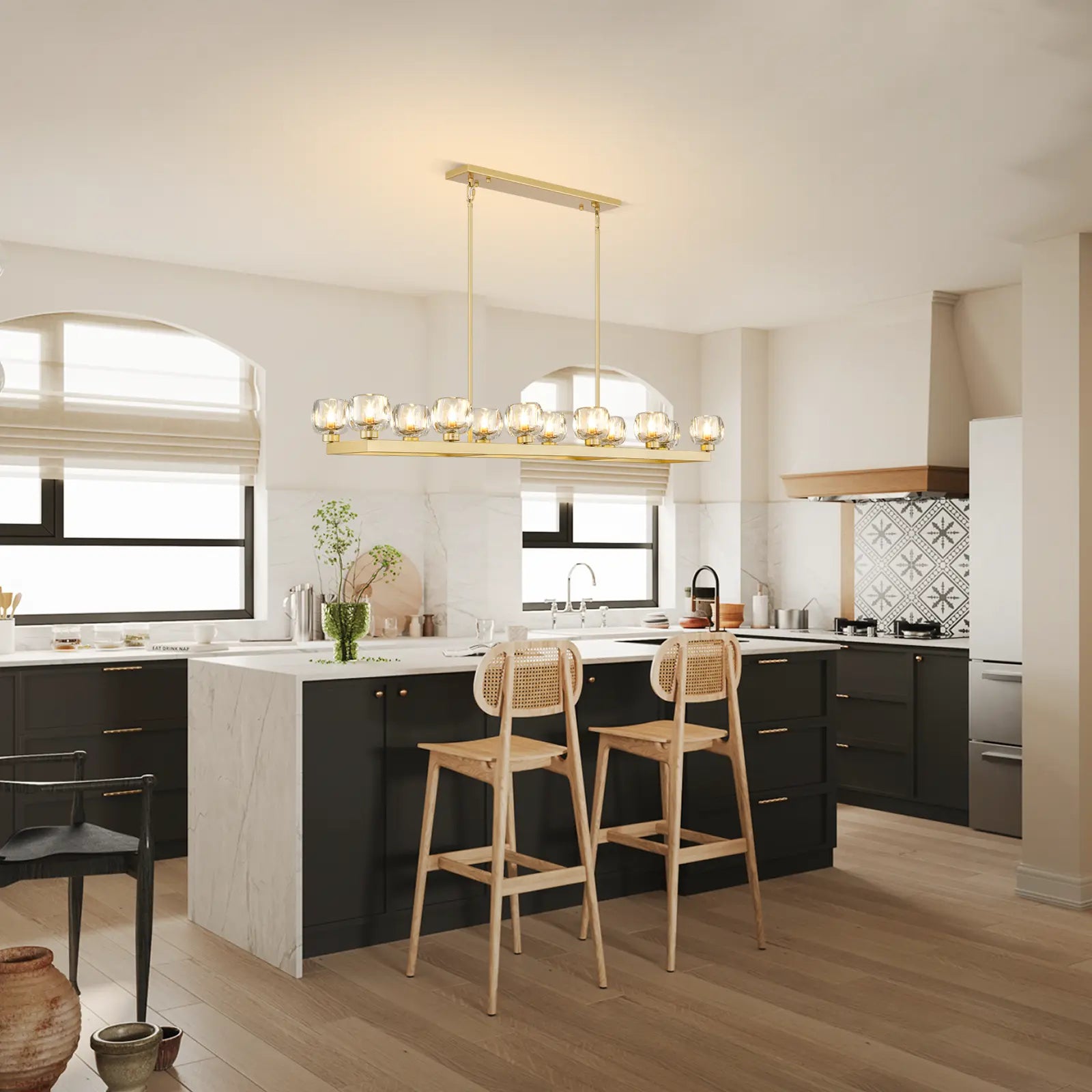 Vellum Rectangular Chandelier 68"W