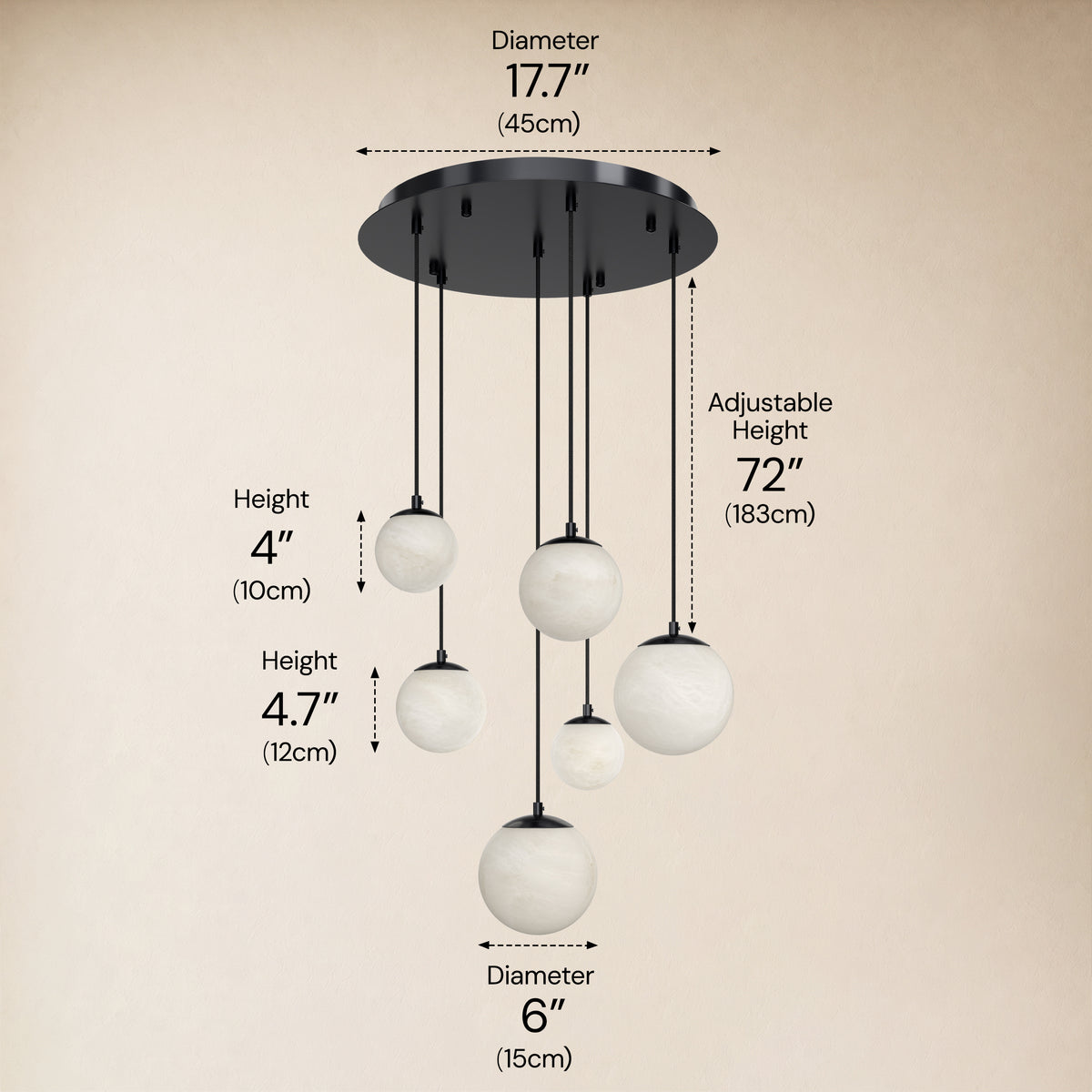 Elviora Resin Globe Round Chandelier size-image