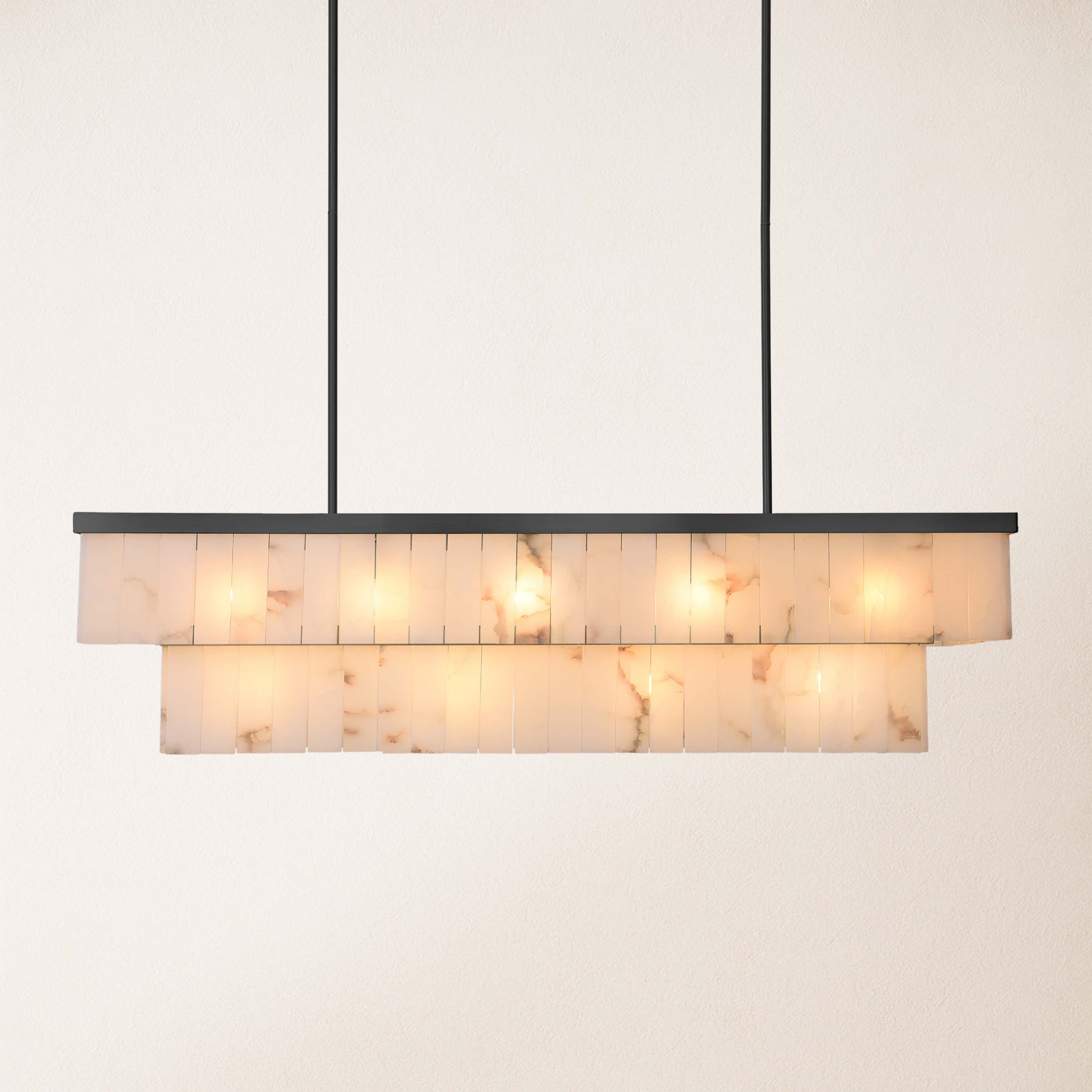 Solmare Alabaster Rectangular Chandelier 55"W