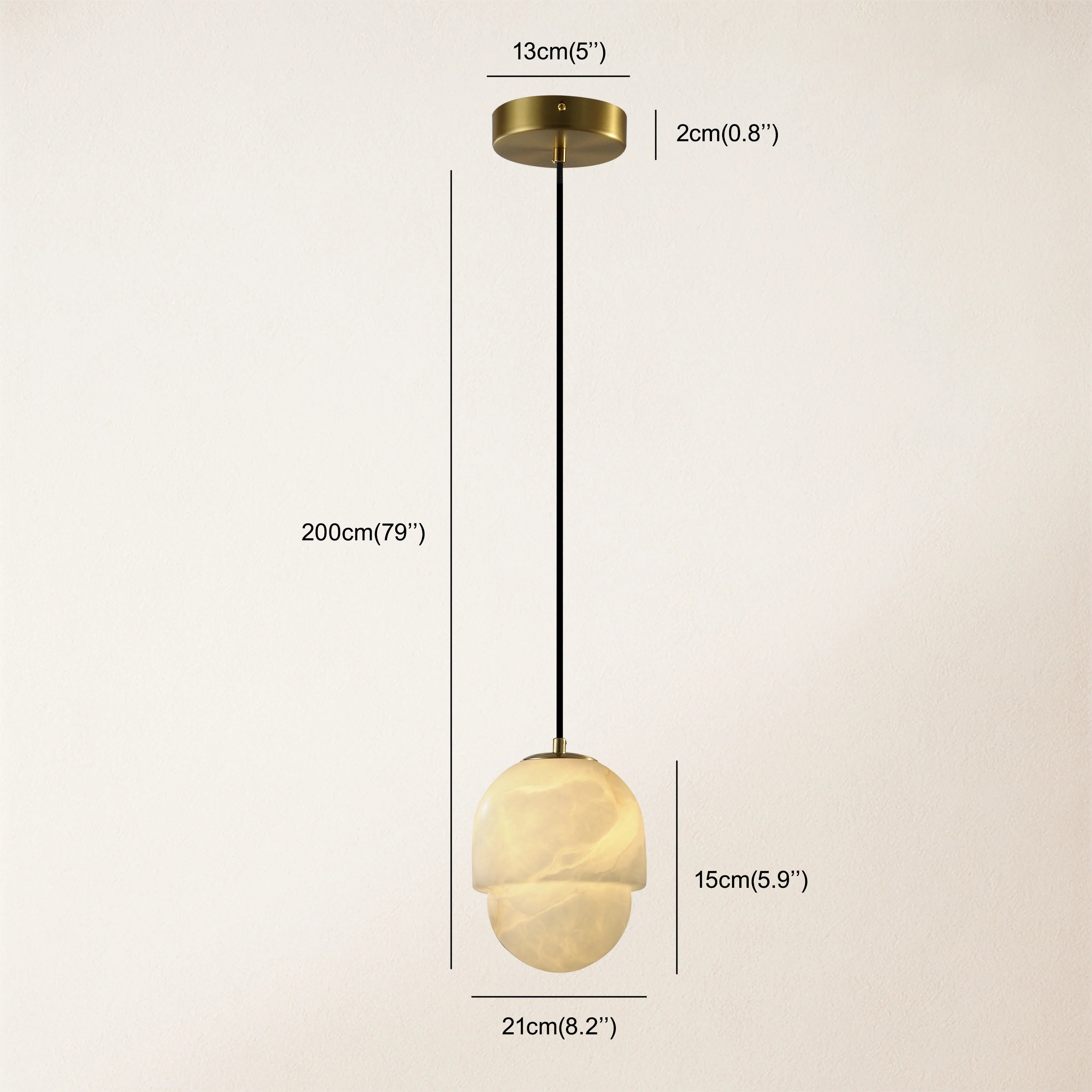 Hecate Alabaster Pendant 6"D