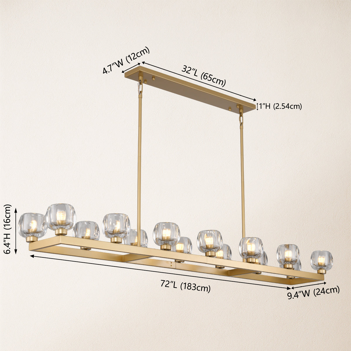 Vellum Rectangular Chandelier 72"W