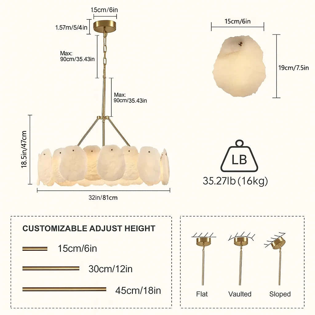 Moira Alabaster Round Chandelier 32"D