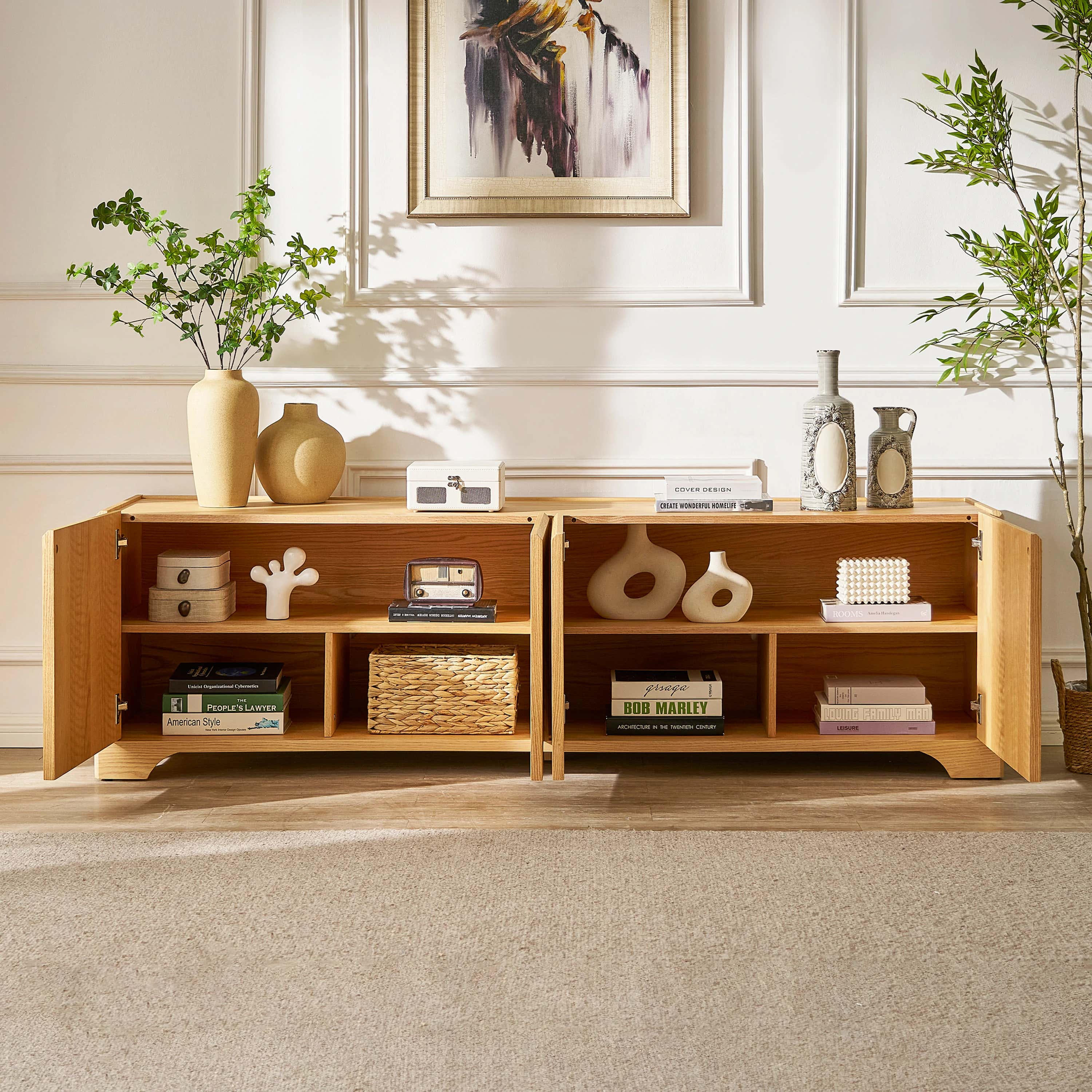 Aurora Oak Media Console 80"