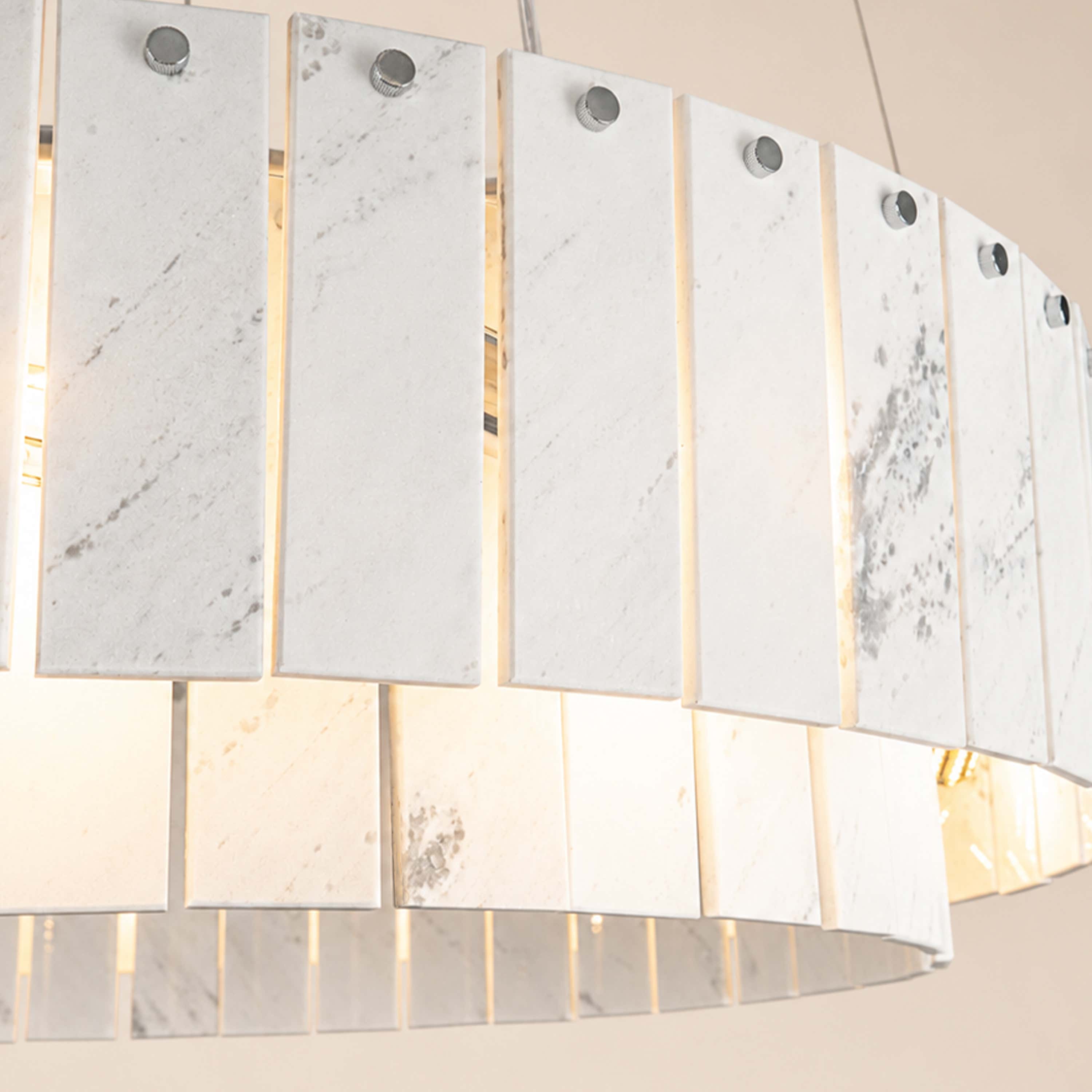 Pietra White Marble Tiered Drum Chandelier 24" 31"D