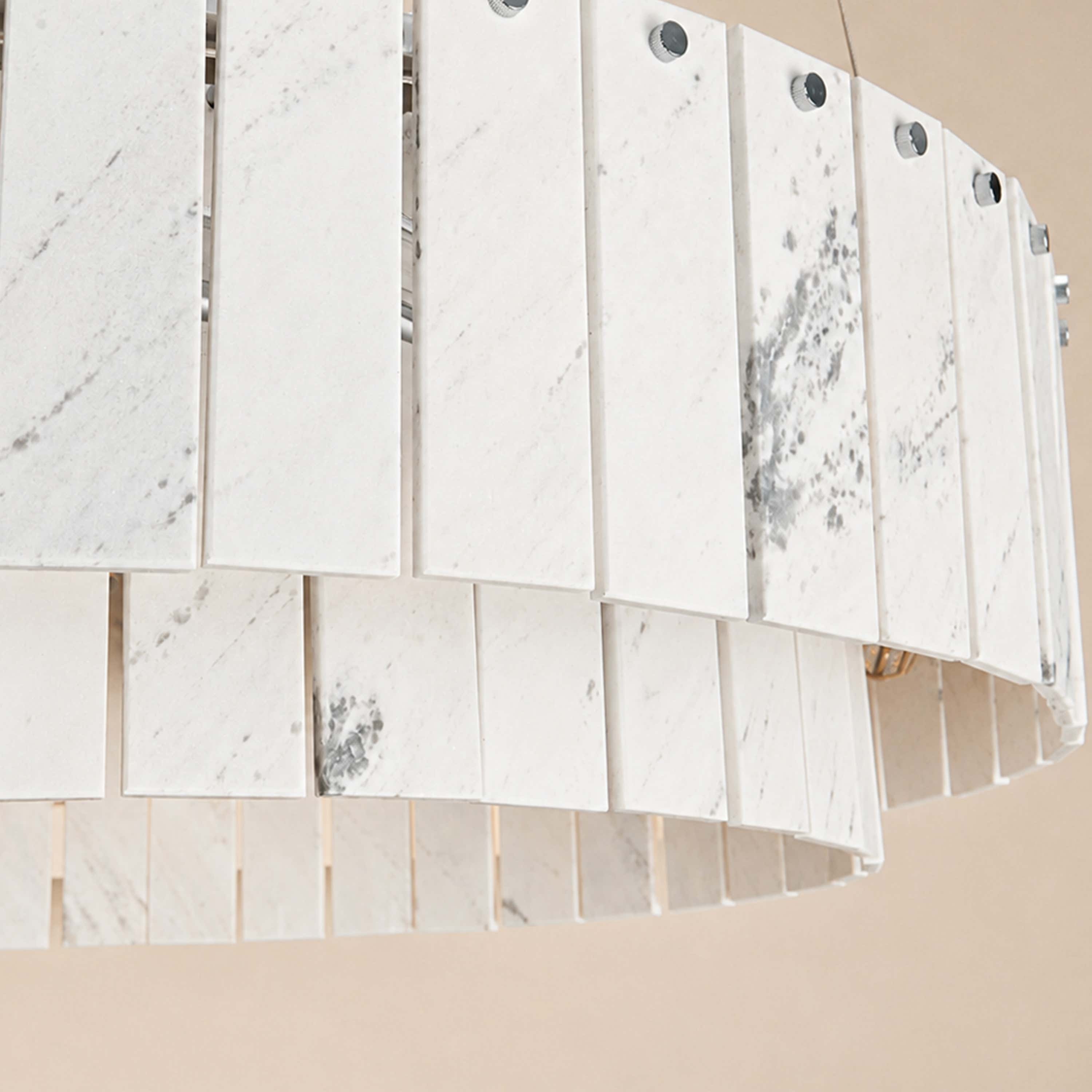 Pietra White Marble Tiered Drum Chandelier 24" 31"D