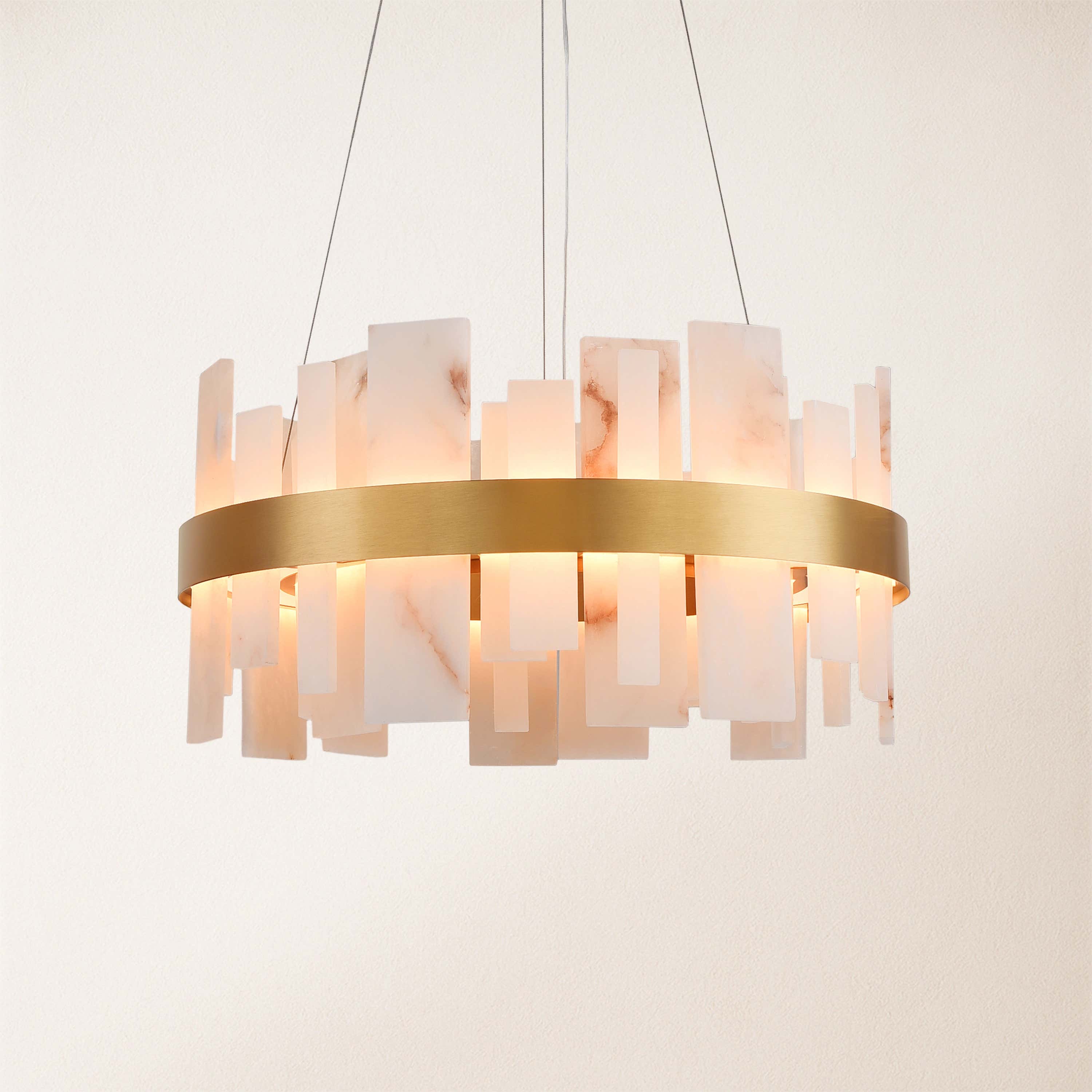 Nocturne Alabaster Round Chandelier 24"