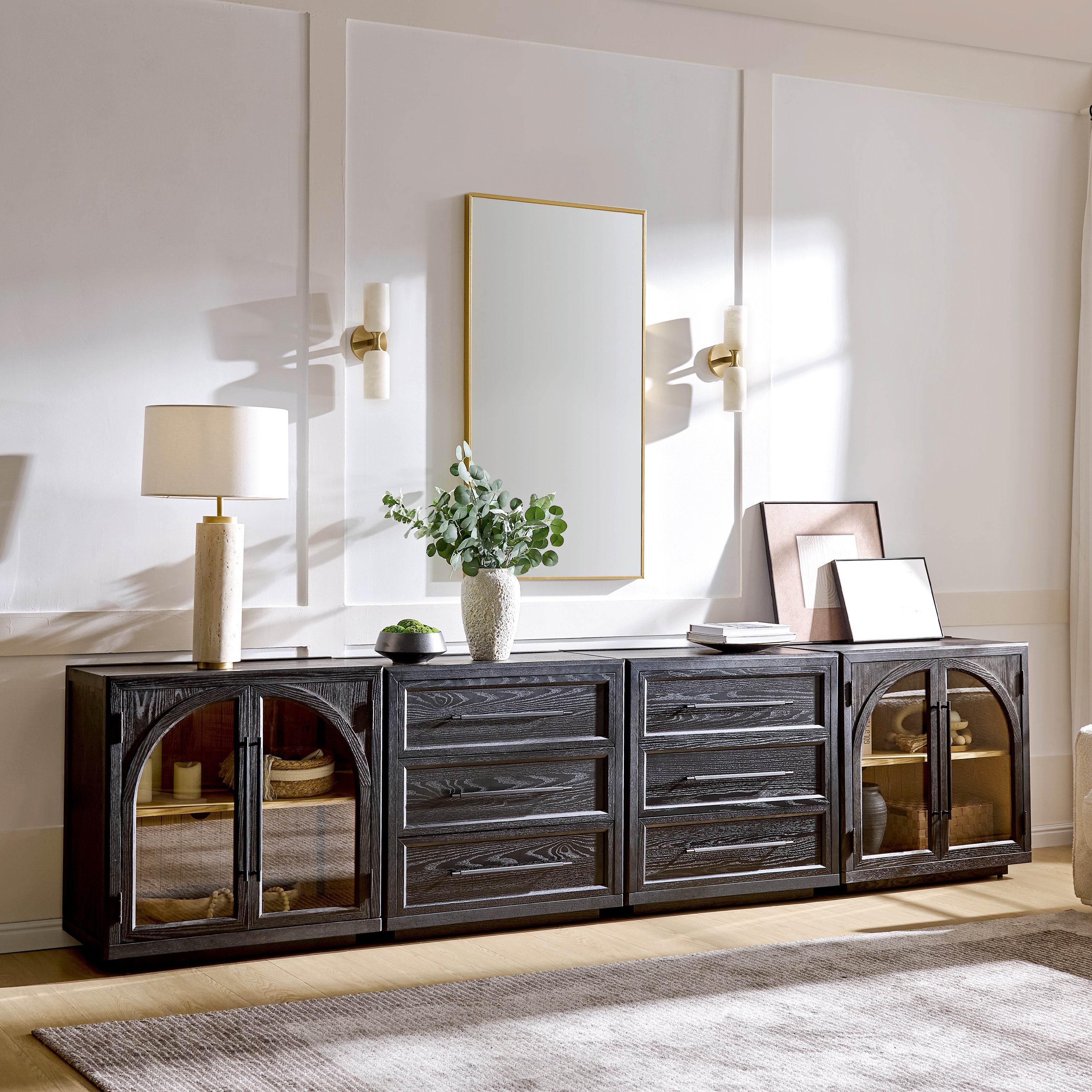 Alvar Arched 128″ Oak Modular Media Console(Set of 4)