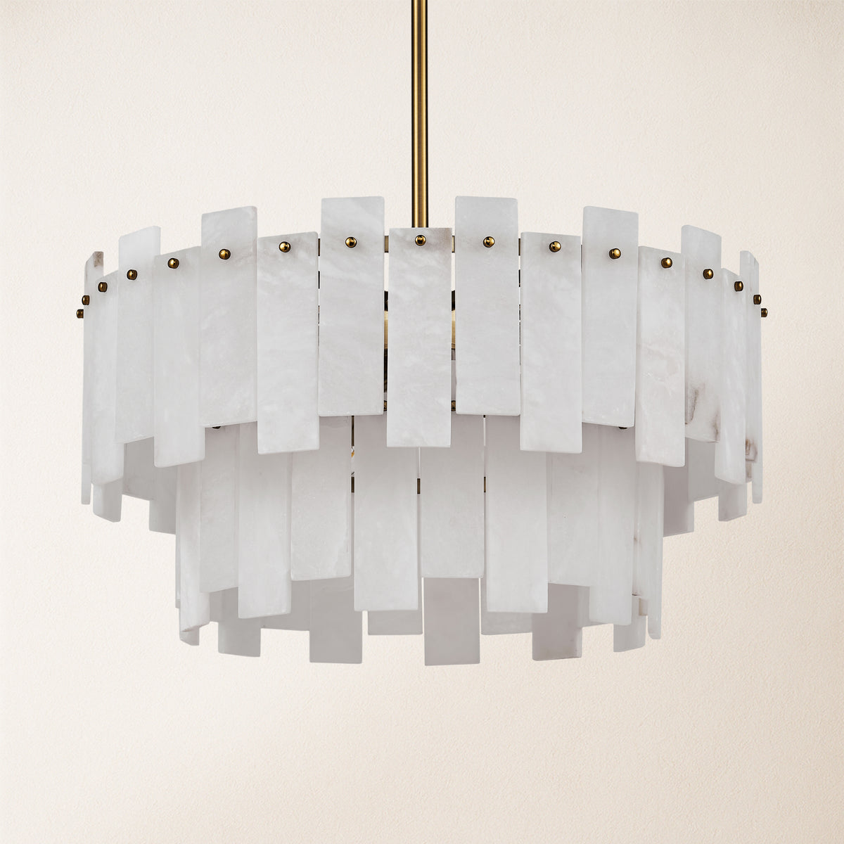 Nivislight Alabaster 2-Tier Round Chandelier 24"D