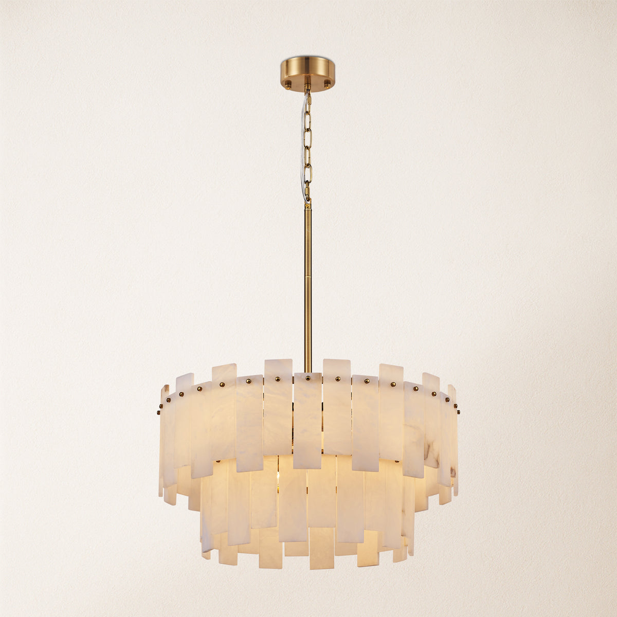 Nivislight Alabaster 2-Tier Round Chandelier 24"D
