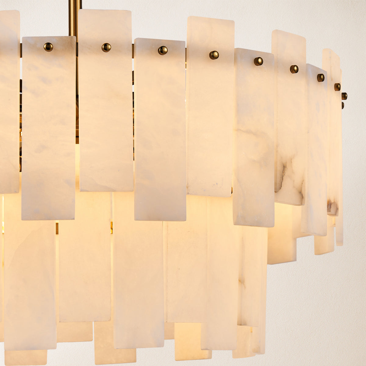 Nivislight Alabaster 2-Tier Round Chandelier 24"D