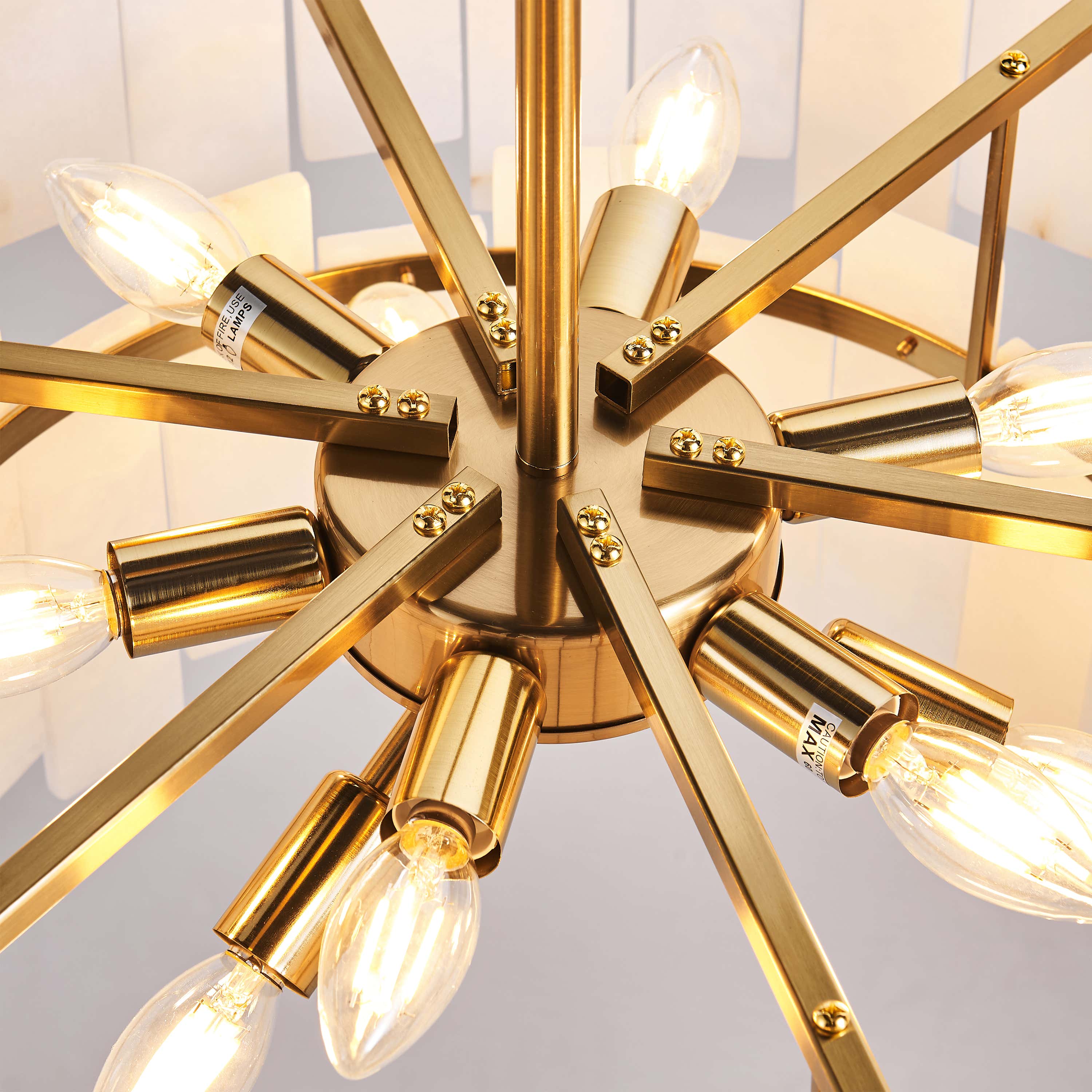 Nivislight Alabaster 2-Tier Round Chandelier 24"D