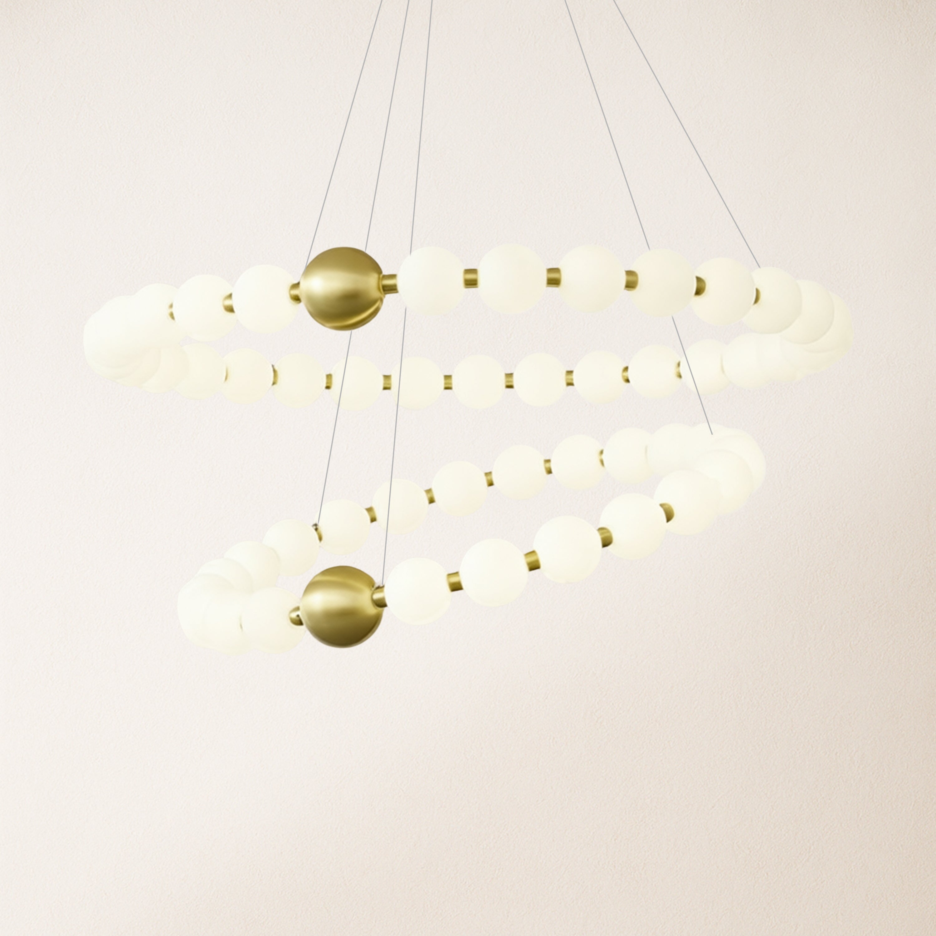 Velora Pearl Bead 2 Tiered Round Chandelier 32"D