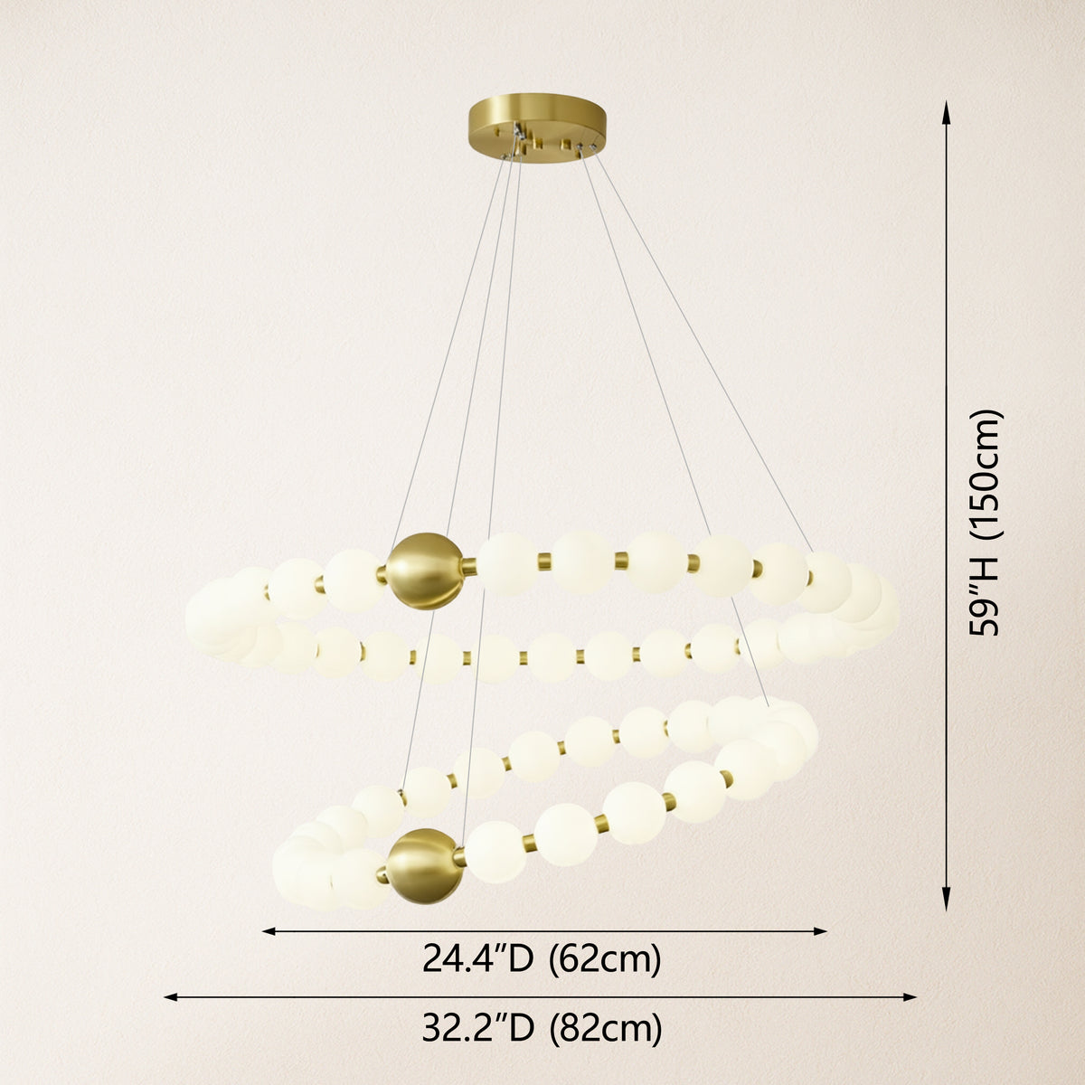 Velora Pearl Bead 2 Tiered Round Chandelier 32"D