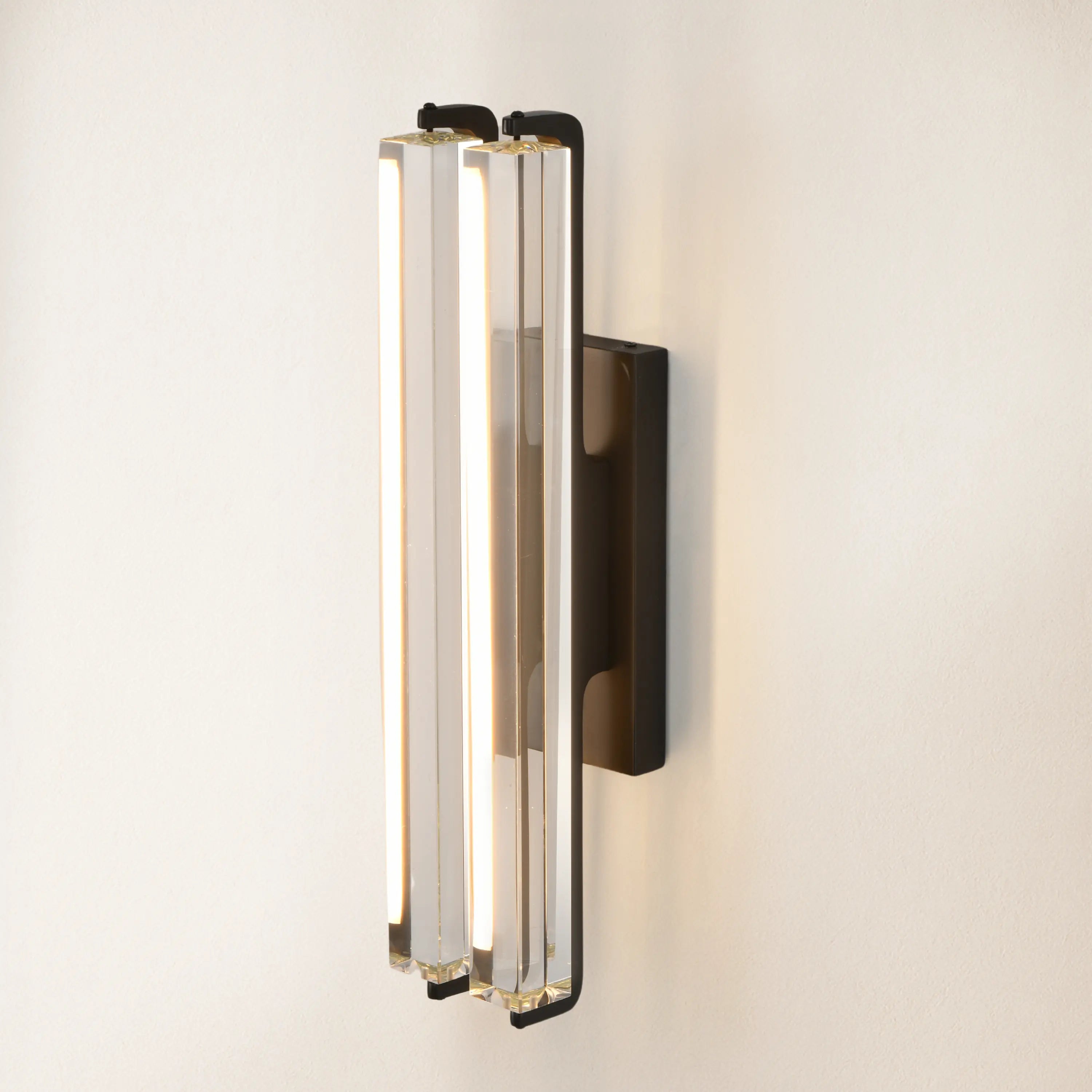 Clara Glow Crystal Double Wall Sconce 19"#Finish_Black